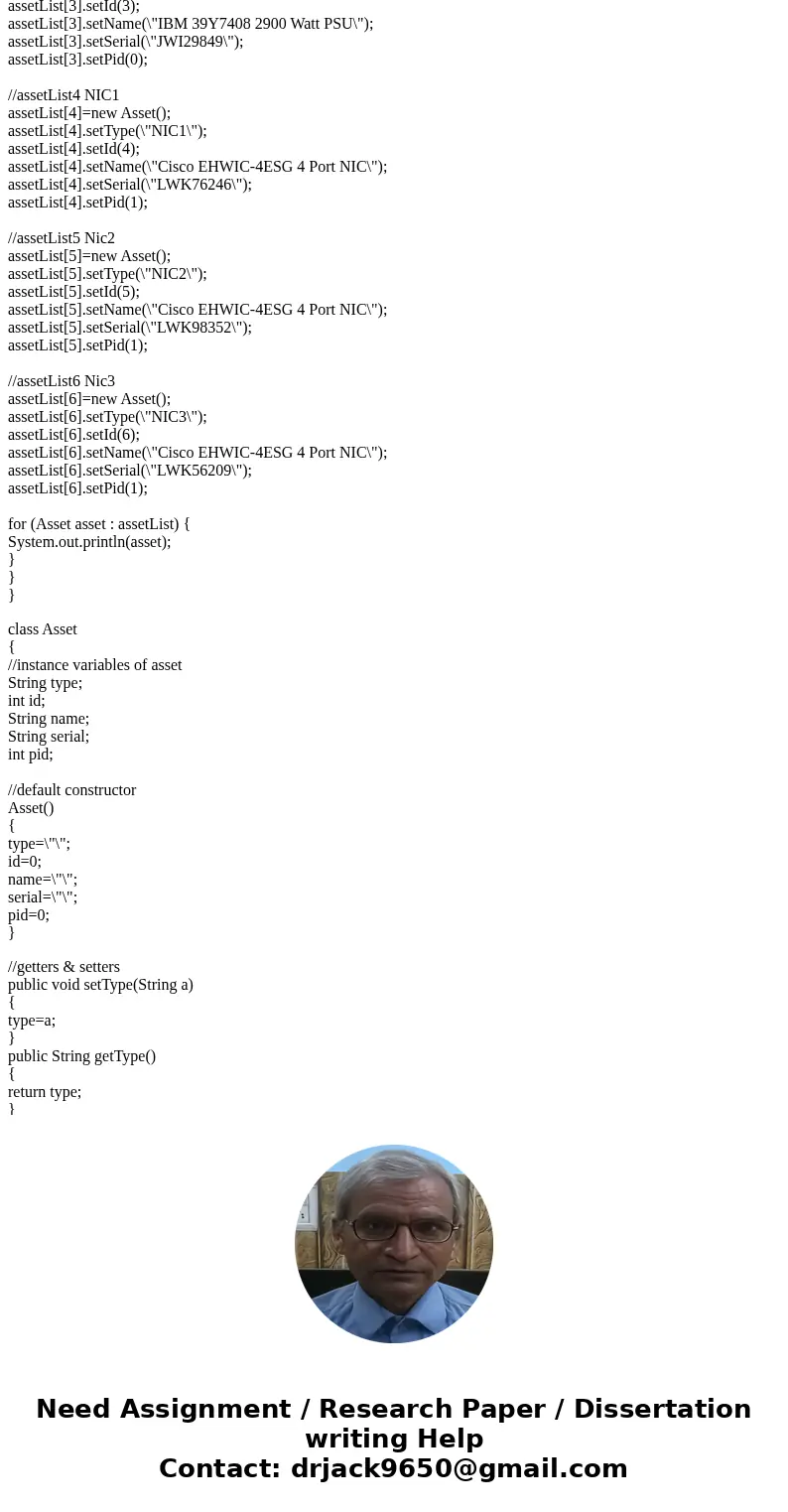 I cannot figure out how to do this. Will someone please help me? I created this code last week: public static void main(String[] args) { // List of company asse