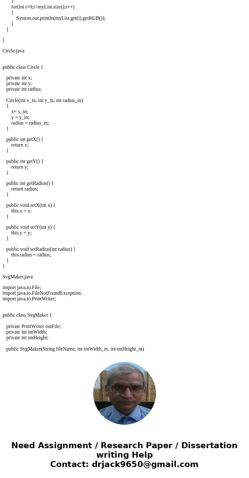I don\'t have a problem doing #1, but I am having trouble actually coding these classes in Java so it can be converted to svg. For the SvgMaker class this is wh