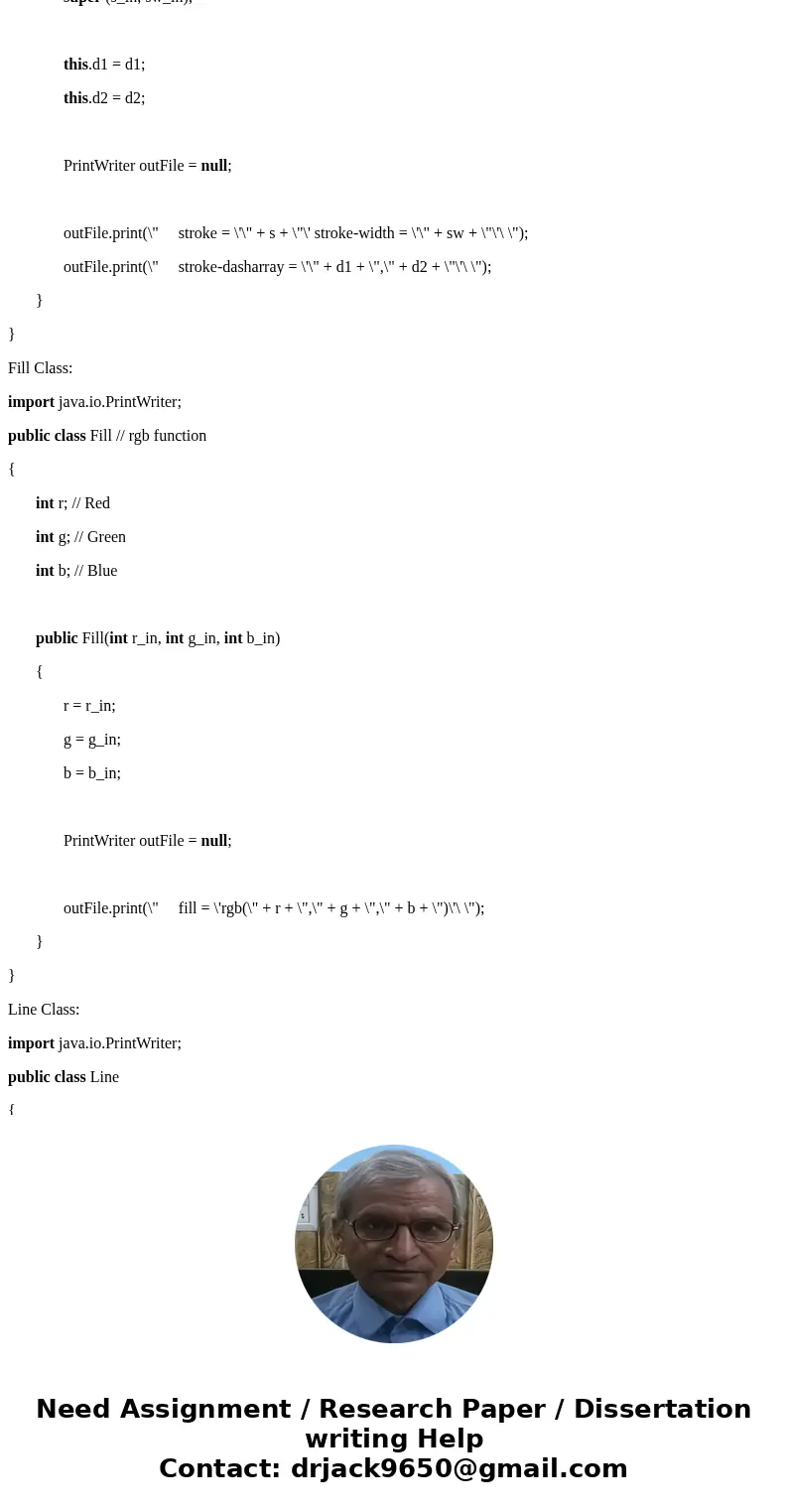 I don\'t have a problem doing #1, but I am having trouble actually coding these classes in Java so it can be converted to svg. For the SvgMaker class this is wh