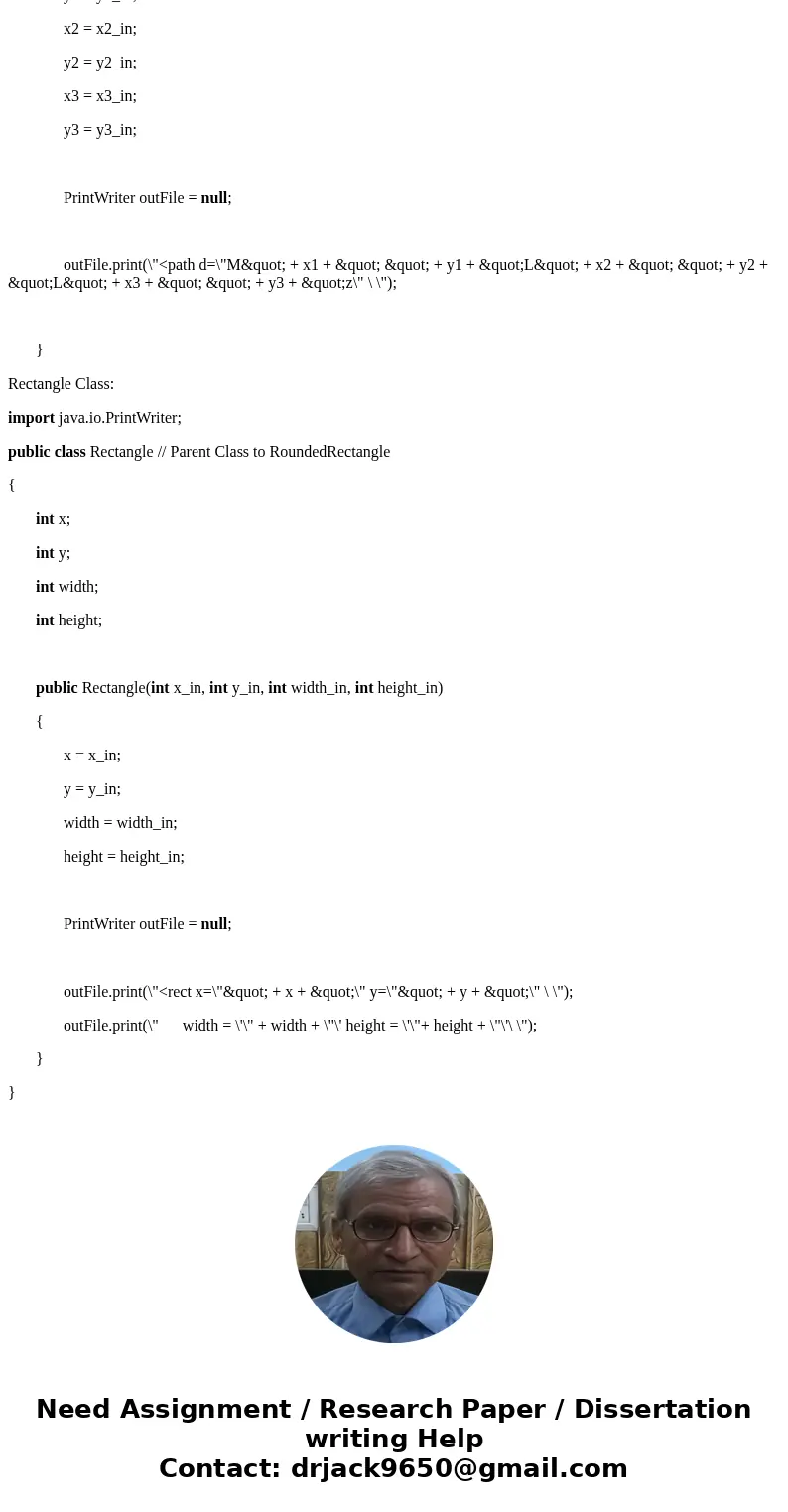 I don\'t have a problem doing #1, but I am having trouble actually coding these classes in Java so it can be converted to svg. For the SvgMaker class this is wh