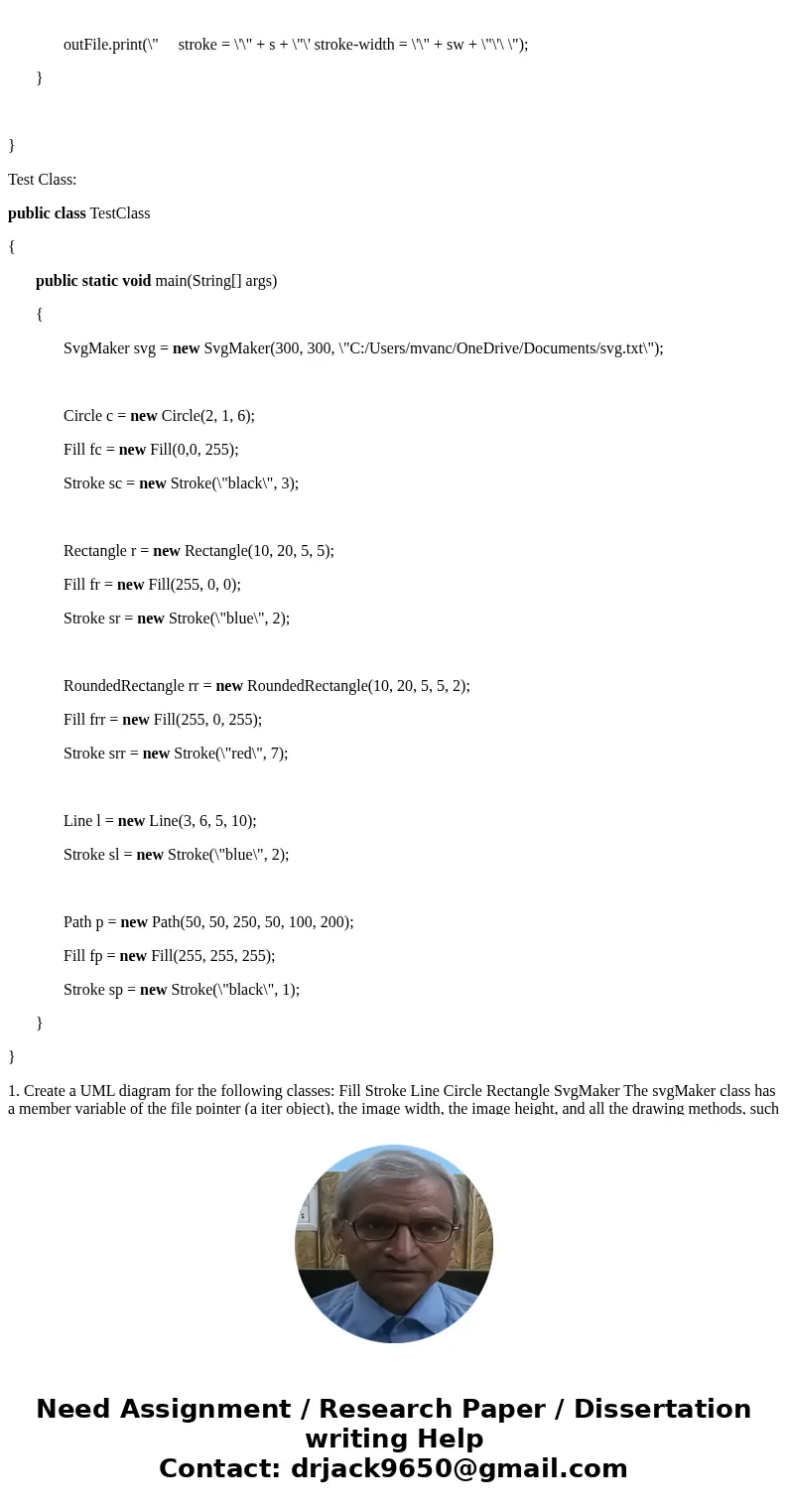 I don\'t have a problem doing #1, but I am having trouble actually coding these classes in Java so it can be converted to svg. For the SvgMaker class this is wh