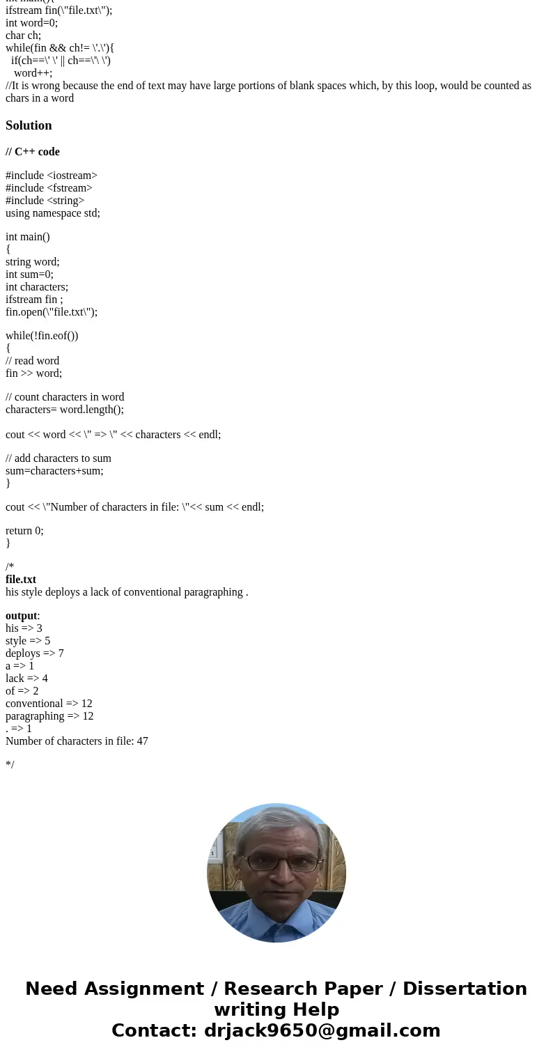 I\'m trying to write a C++ program where the number of characters in each word of a text file is counted. I\'m having trouble defining in my loop exactly when a I\'m trying to write a C++ program where the number of characters in each word of a text file is counted. I\'m having trouble defining in my loop exactly when a