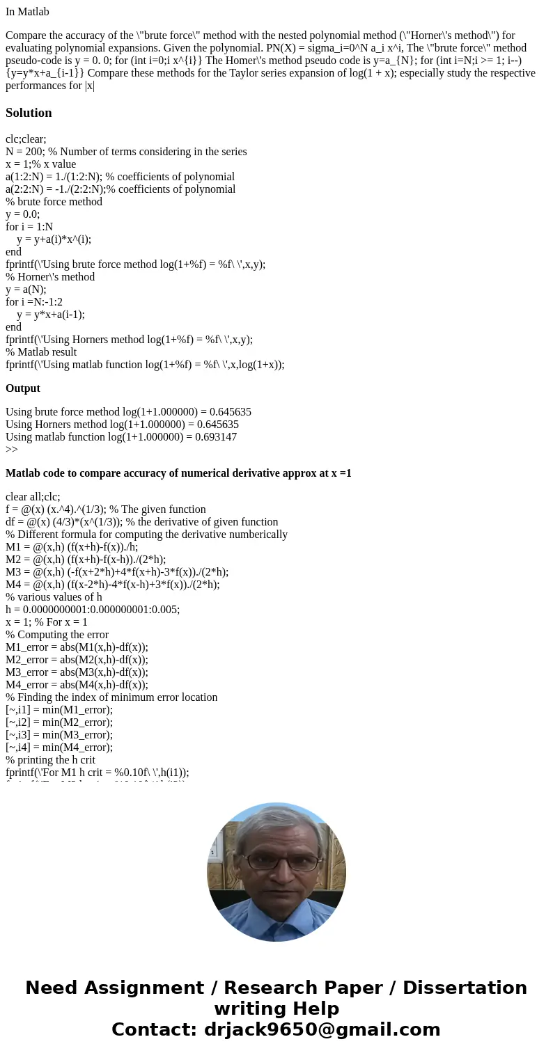 In Matlab Compare the accuracy of the \ In Matlab Compare the accuracy of the \