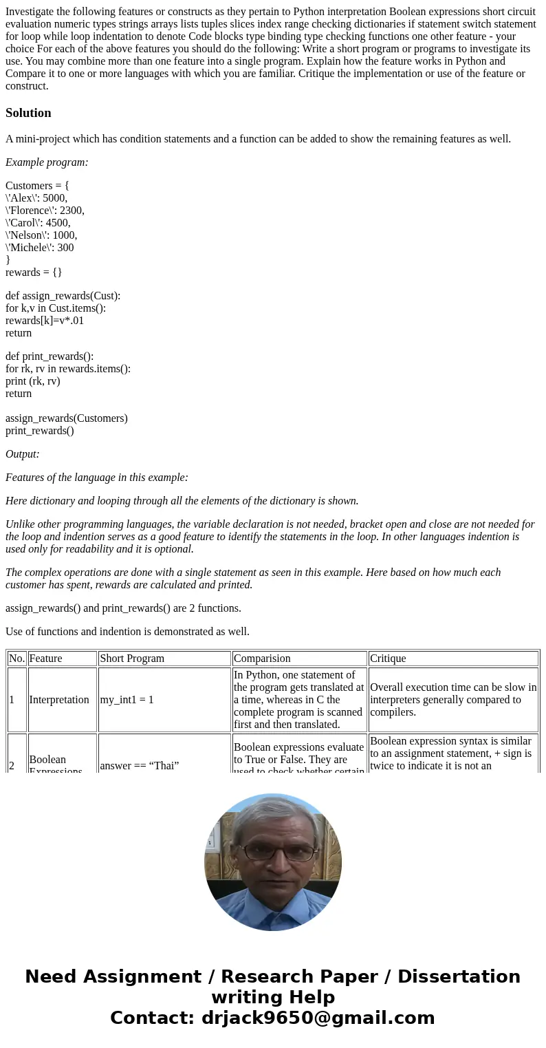 Investigate the following features or constructs as they pertain to Python interpretation Boolean expressions short circuit evaluation numeric types strings ar  Investigate the following features or constructs as they pertain to Python interpretation Boolean expressions short circuit evaluation numeric types strings ar
