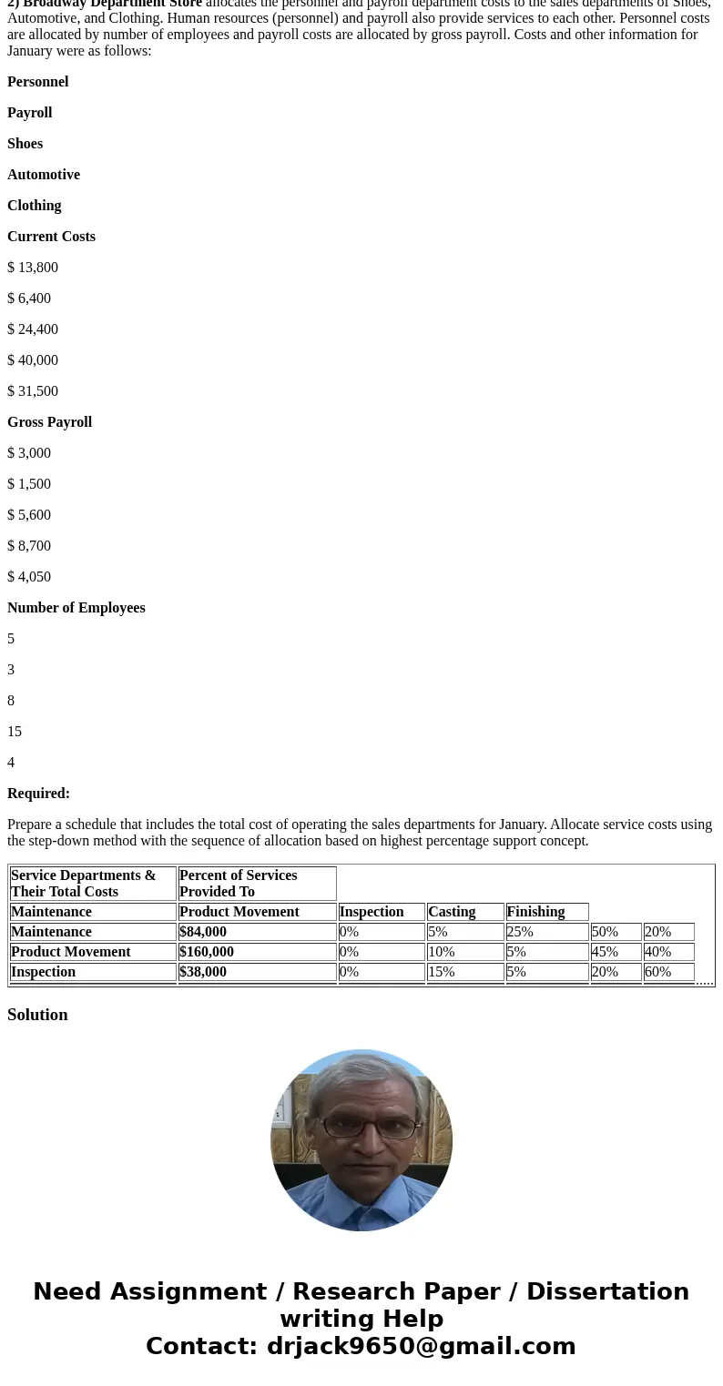 Krum Lawn Equipment has five departments, of which Casting and Finishing are producing departments. Maintenance, Product Movement, and Inspection are service de