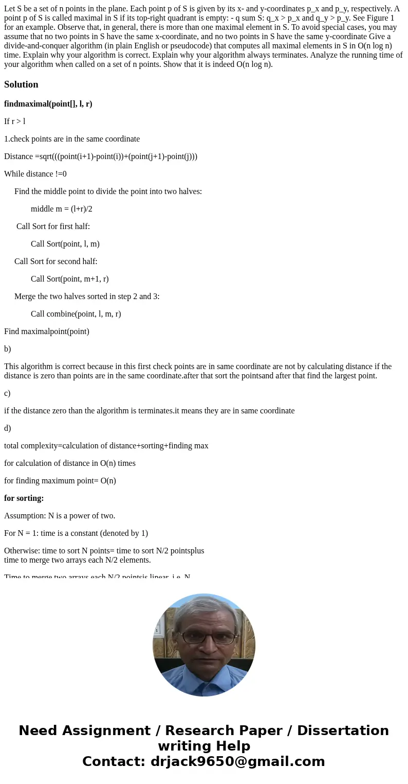 Let S be a set of n points in the plane. Each point p of S is given by its x- and y-coordinates p_x and p_y, respectively. A point p of S is called maximal in   Let S be a set of n points in the plane. Each point p of S is given by its x- and y-coordinates p_x and p_y, respectively. A point p of S is called maximal in