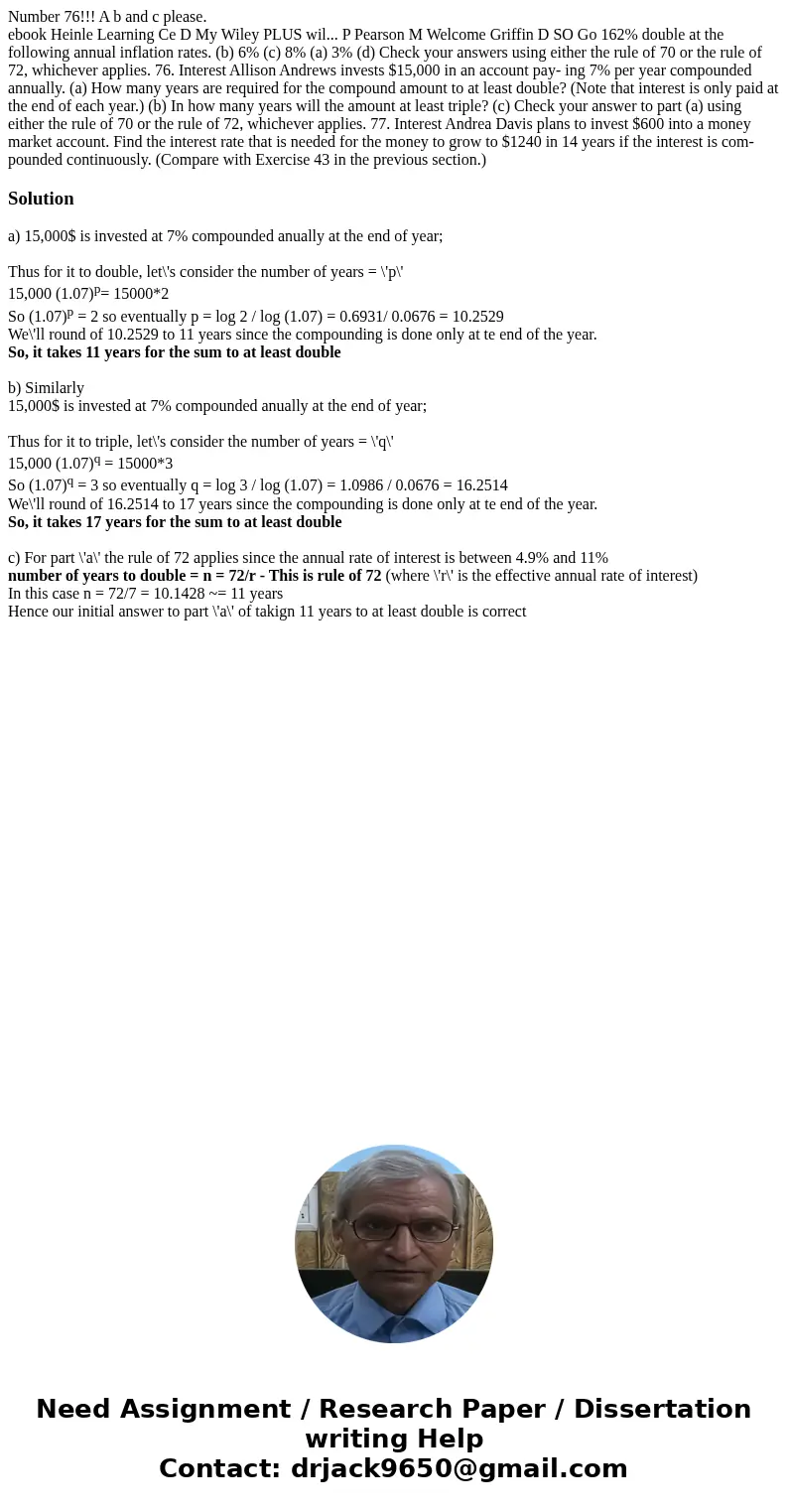 Number 76!!! A b and c please. ebook Heinle Learning Ce D My Wiley PLUS wil... P Pearson M Welcome Griffin D SO Go 162% double at the following annual inflation Number 76!!! A b and c please. ebook Heinle Learning Ce D My Wiley PLUS wil... P Pearson M Welcome Griffin D SO Go 162% double at the following annual inflation