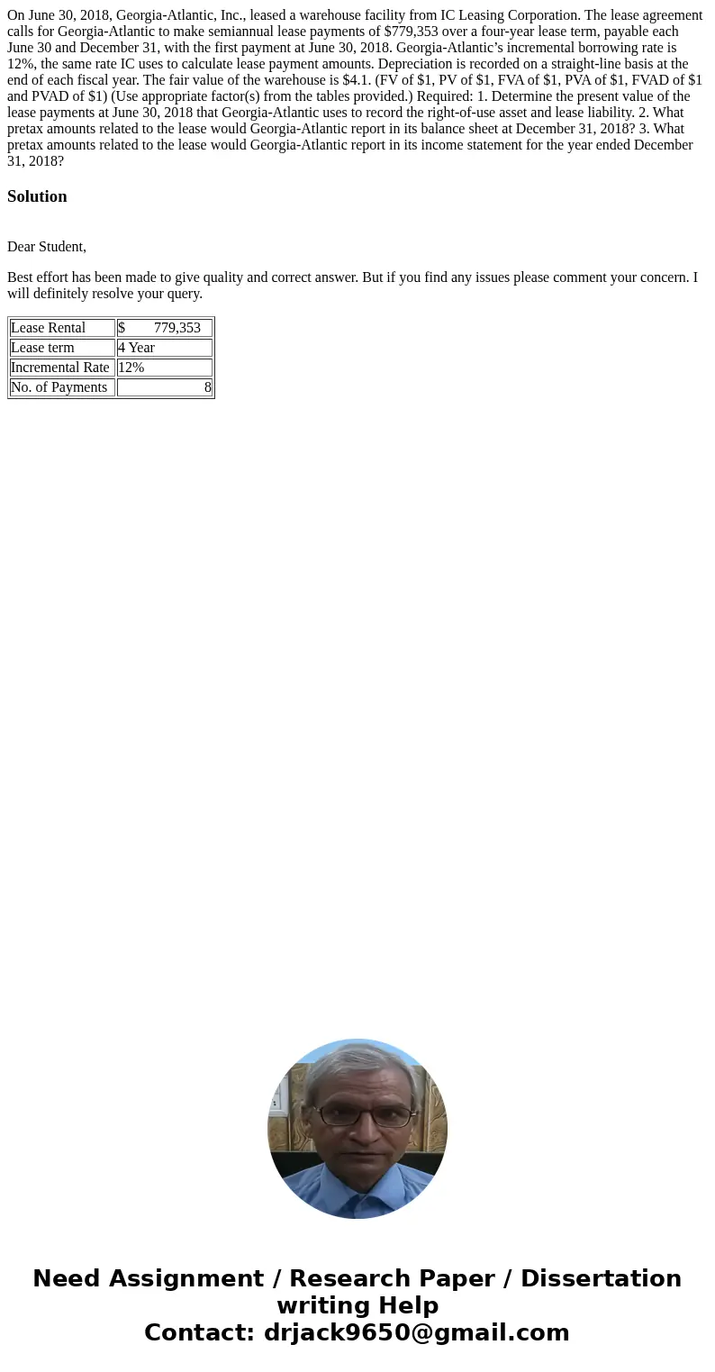 On June 30, 2018, Georgia-Atlantic, Inc., leased a warehouse facility from IC Leasing Corporation. The lease agreement calls for Georgia-Atlantic to make semian On June 30, 2018, Georgia-Atlantic, Inc., leased a warehouse facility from IC Leasing Corporation. The lease agreement calls for Georgia-Atlantic to make semian