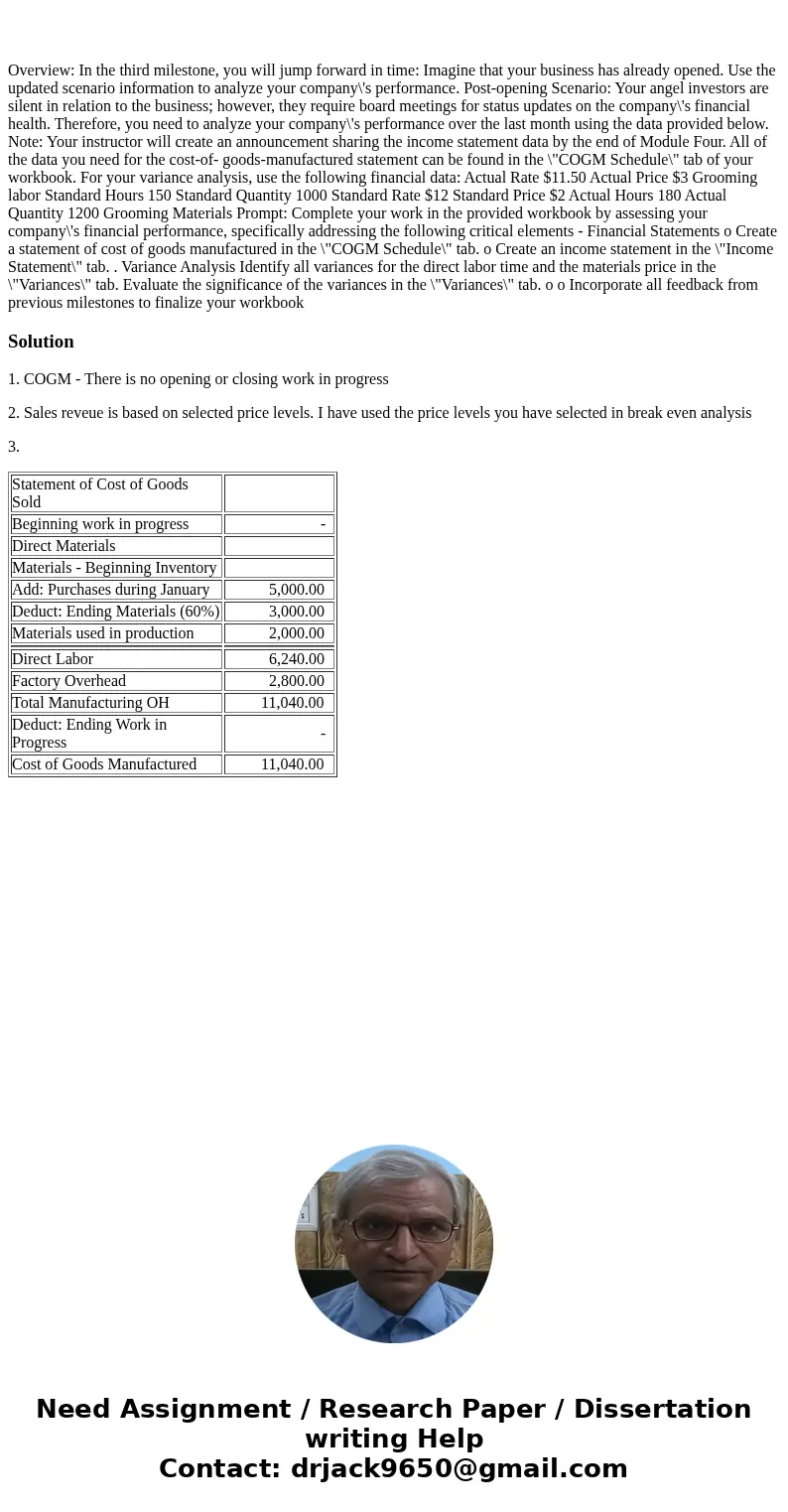  Overview: In the third milestone, you will jump forward in time: Imagine that your business has already opened. Use the updated scenario information to analyze