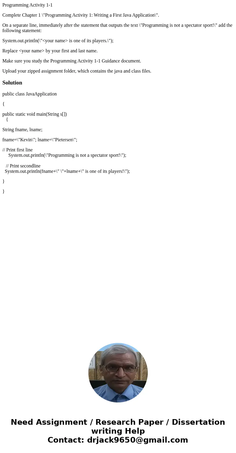 Programming Activity 1-1 Complete Chapter 1 \