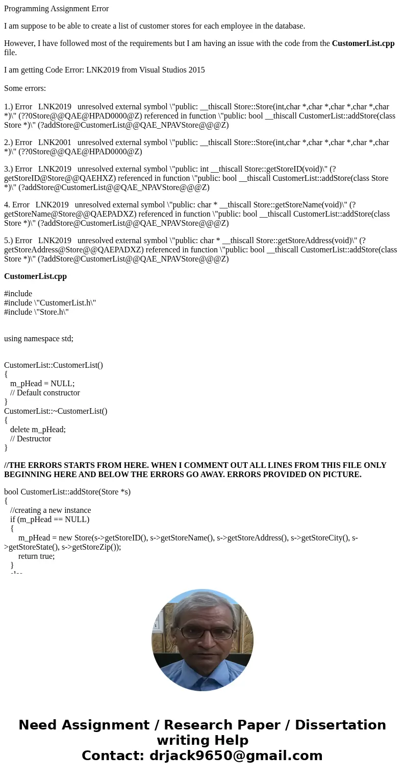 Programming Assignment Error I am suppose to be able to create a list of customer stores for each employee in the database. However, I have followed most of the