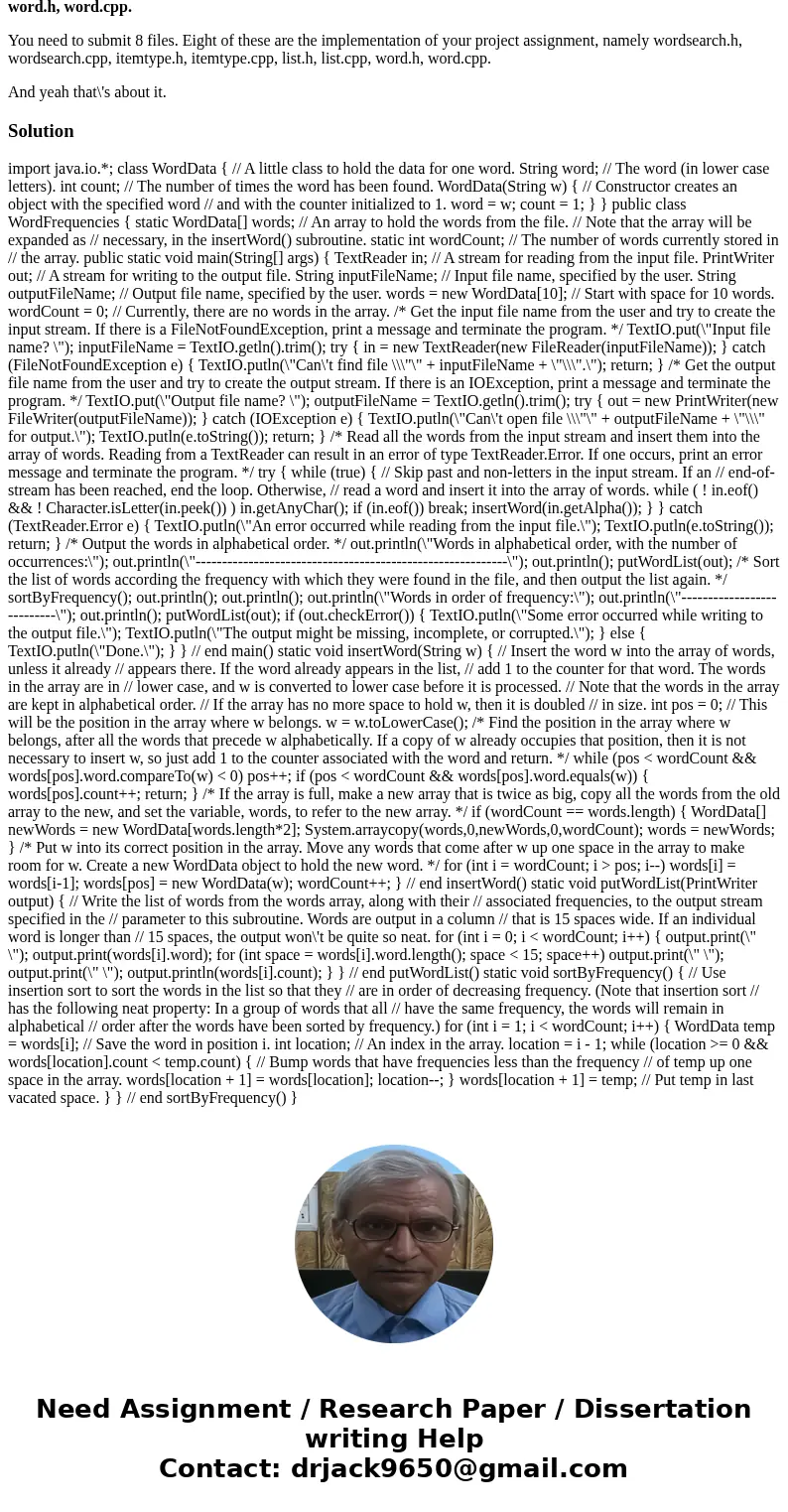 Project specification: In this project you are going to implement a word search engine using C++. The search engine would help users to count number of occurren Project specification: In this project you are going to implement a word search engine using C++. The search engine would help users to count number of occurren