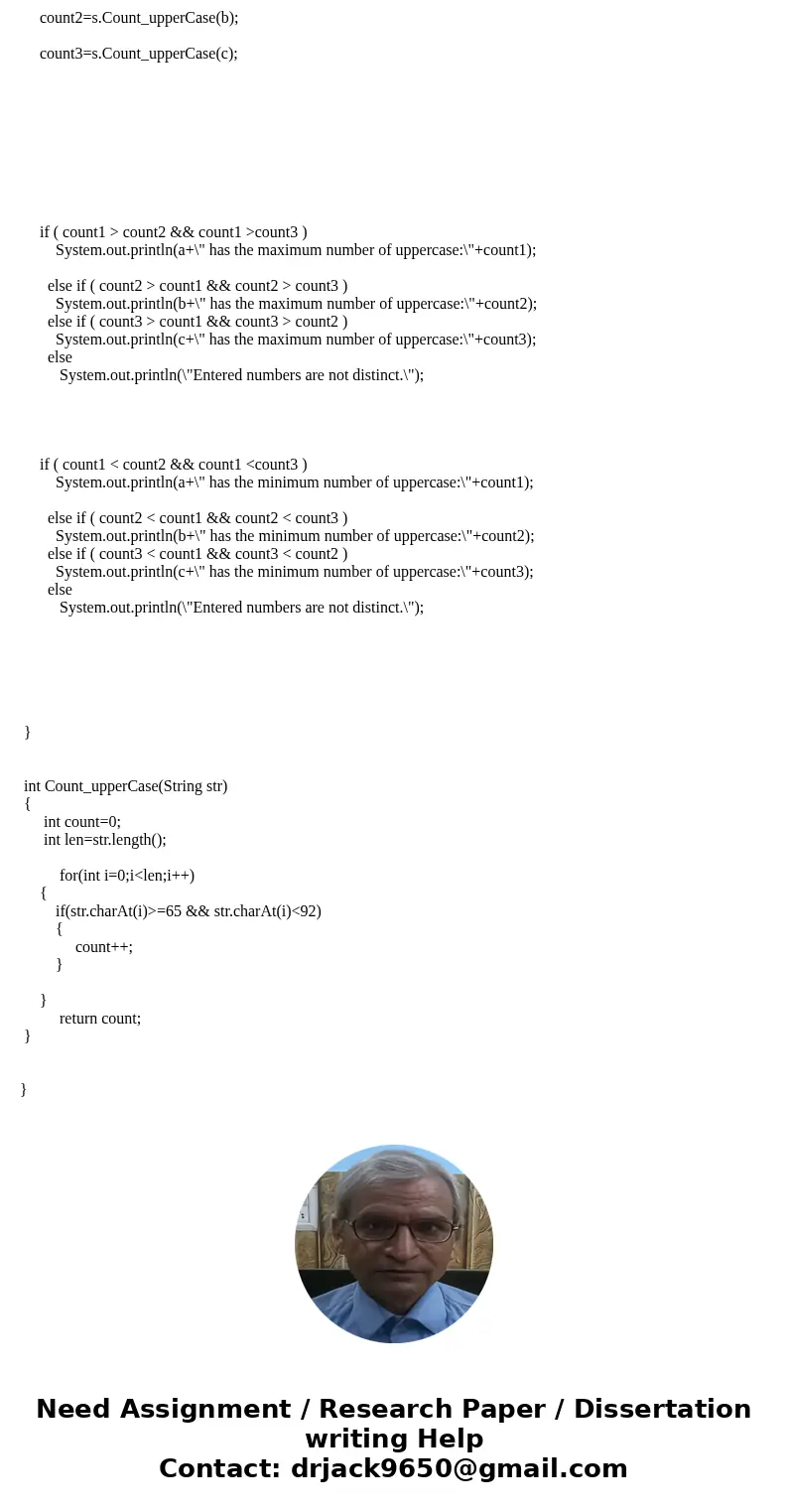 ((String + Loop + method) Write a Java program to meet the following requirements: 1. Prompt the user to enter three strings by using nextline(). Space can be p ((String + Loop + method) Write a Java program to meet the following requirements: 1. Prompt the user to enter three strings by using nextline(). Space can be p