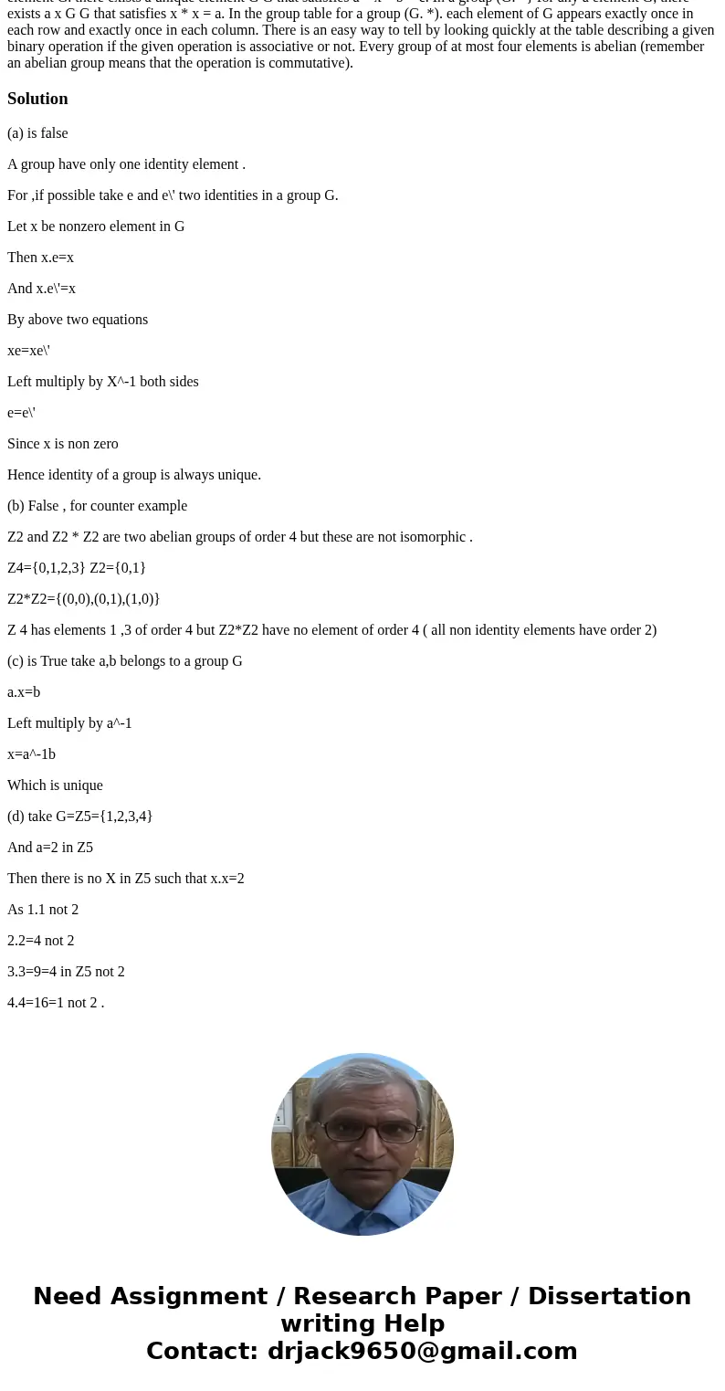  True or false? Briefly justify your answers. It is a perfectly legitimate justification to say \