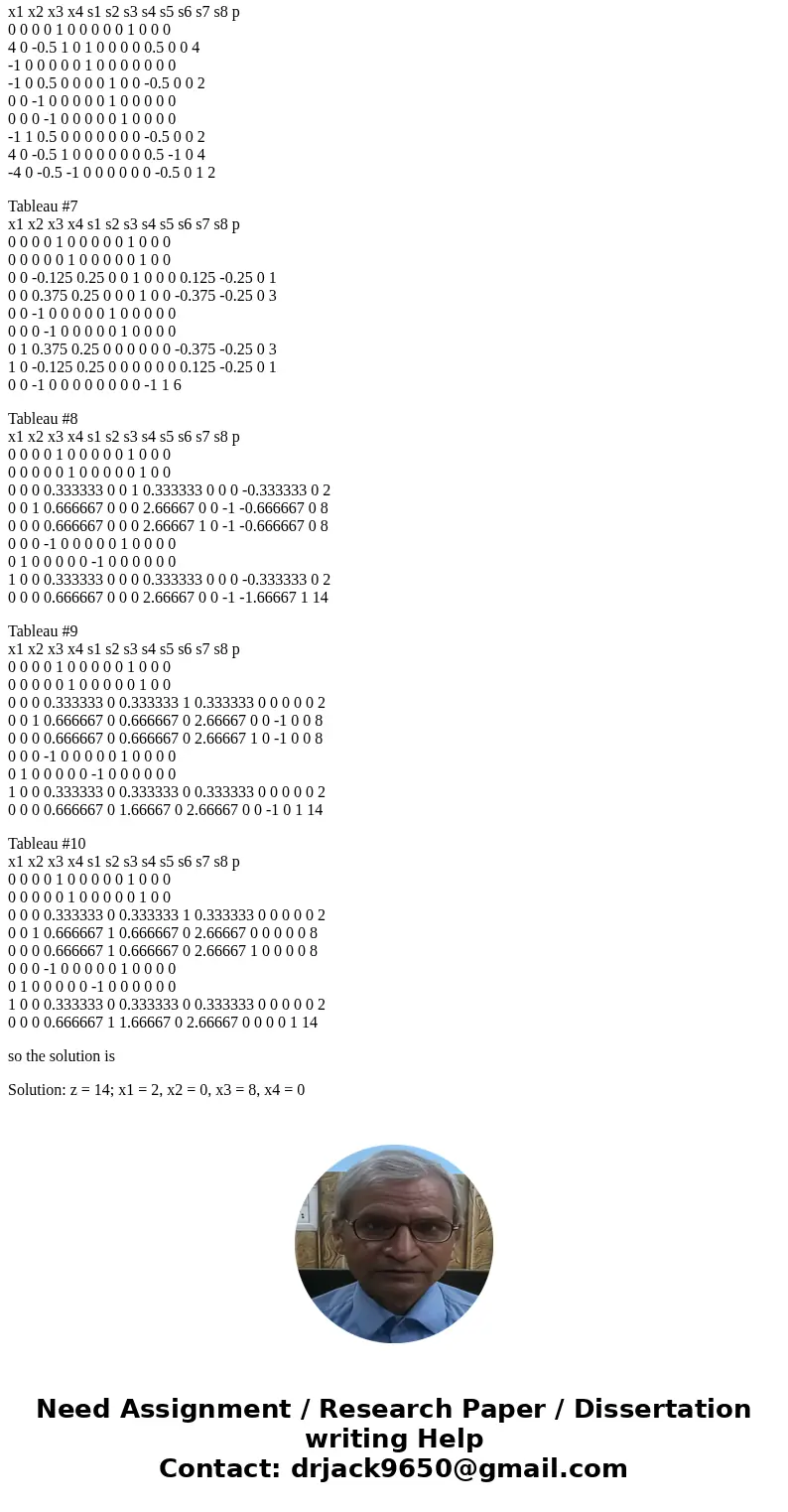 Use the simplex method to solve: Minimize: Z=3x_1 +x_2 + x_3 +x_4 Subject to: -2x_1 +2x_2 + x_3 =4 3x_1 +x_2 +x_4 =6 x_1, x_2, x_3, x_4 greaterthanoverequalto   Use the simplex method to solve: Minimize: Z=3x_1 +x_2 + x_3 +x_4 Subject to: -2x_1 +2x_2 + x_3 =4 3x_1 +x_2 +x_4 =6 x_1, x_2, x_3, x_4 greaterthanoverequalto