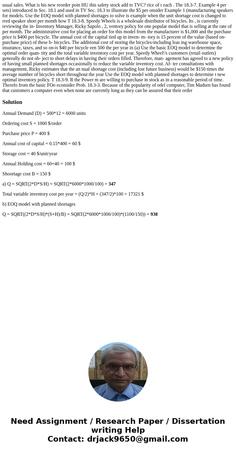 usual sales. What is his new reorder poin HU this safety stock add to TVC? rice of r each . The 18.3-7. Example 4 per sets) introduced in Sec. 18.1 and used in  usual sales. What is his new reorder poin HU this safety stock add to TVC? rice of r each . The 18.3-7. Example 4 per sets) introduced in Sec. 18.1 and used in