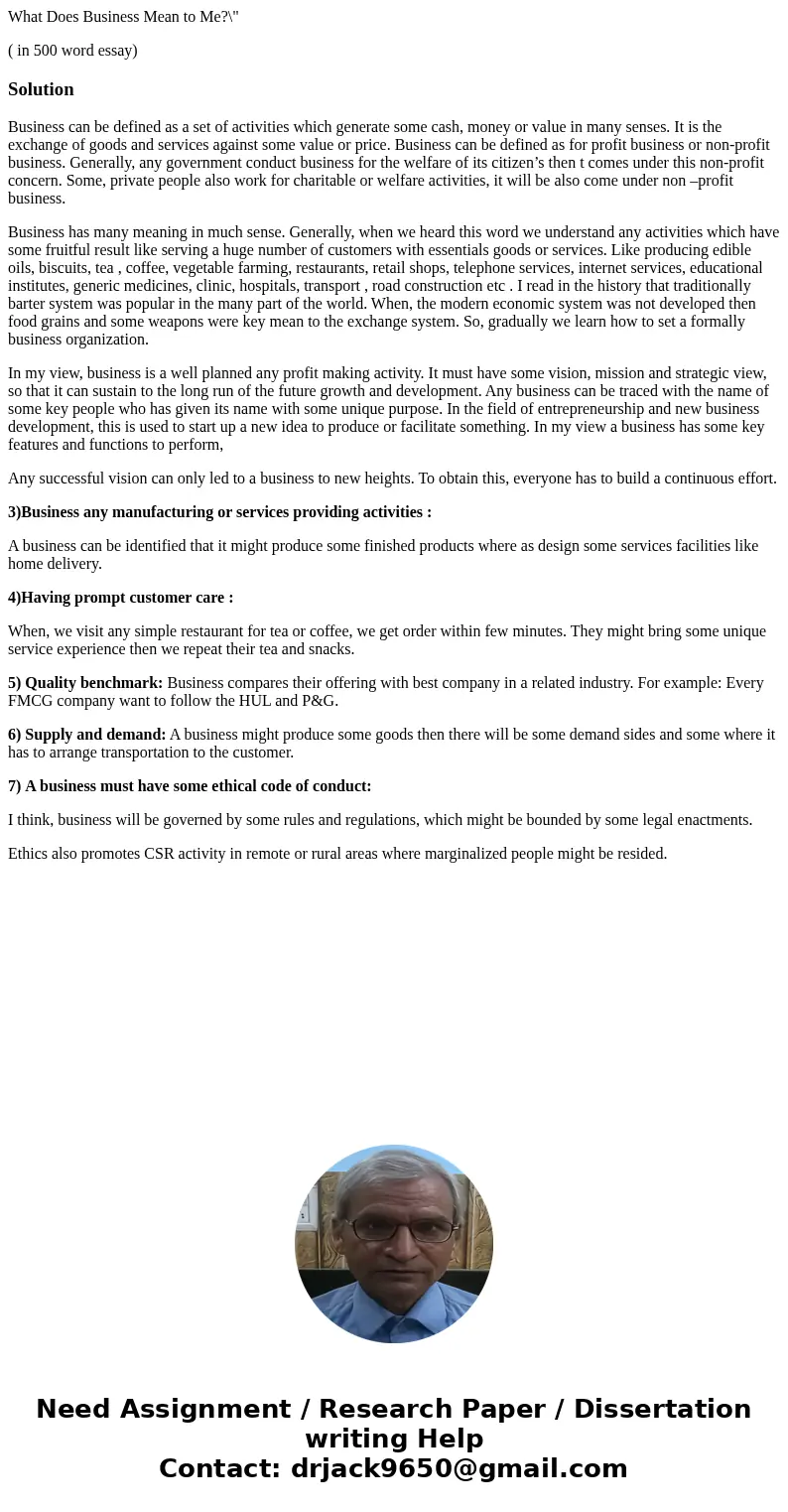 What Does Business Mean to Me?\ What Does Business Mean to Me?\