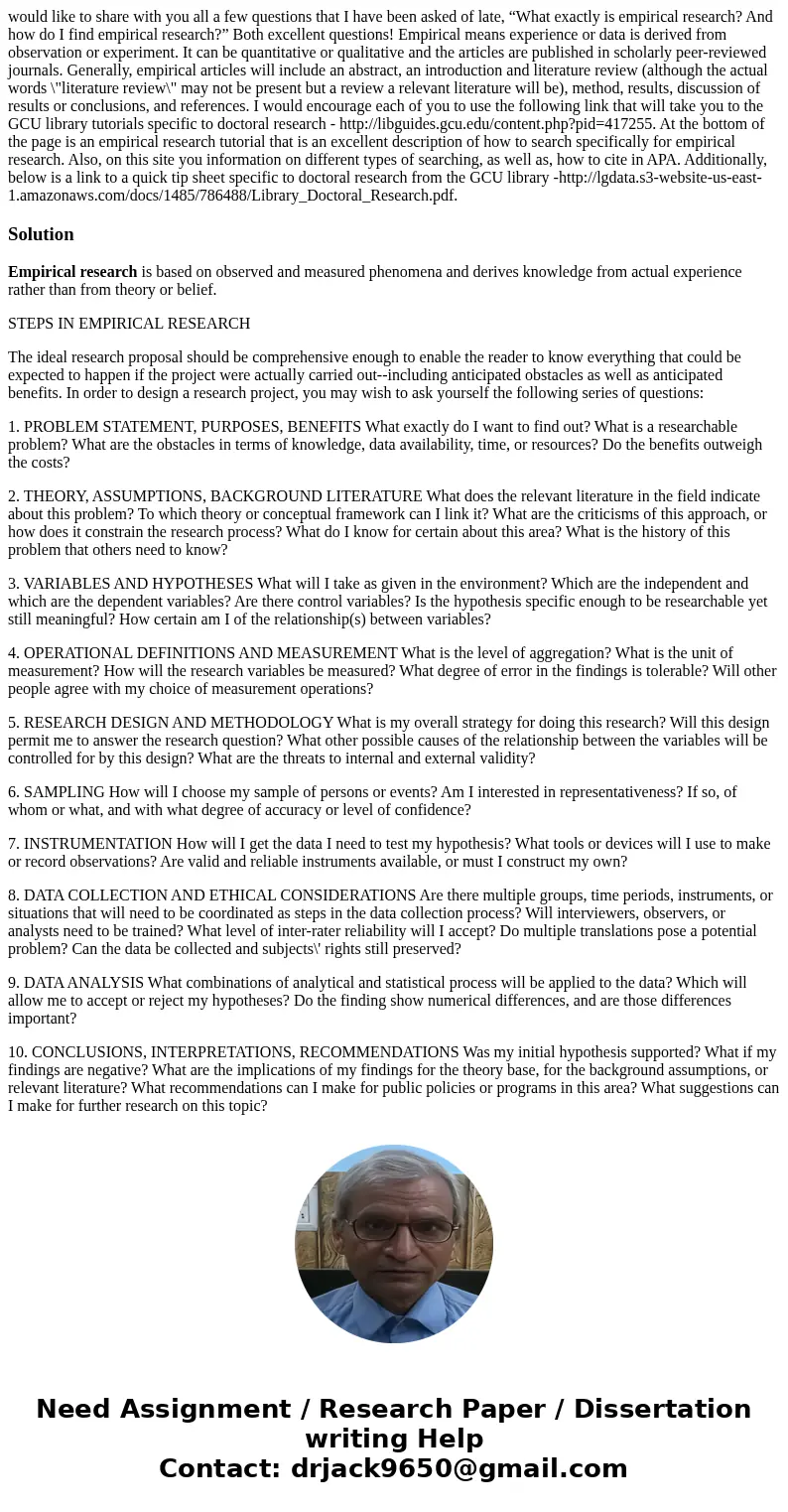would like to share with you all a few questions that I have been asked of late, “What exactly is empirical research? And how do I find empirical research?” Bot would like to share with you all a few questions that I have been asked of late, “What exactly is empirical research? And how do I find empirical research?” Bot