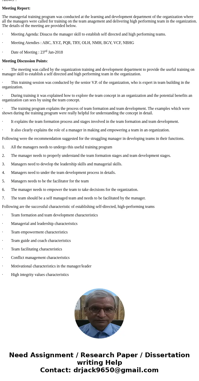 You have just attended a manager\'s meeting about establishing self-directed, high-performing teams. The company is concerned because some of the managers are h You have just attended a manager\'s meeting about establishing self-directed, high-performing teams. The company is concerned because some of the managers are h