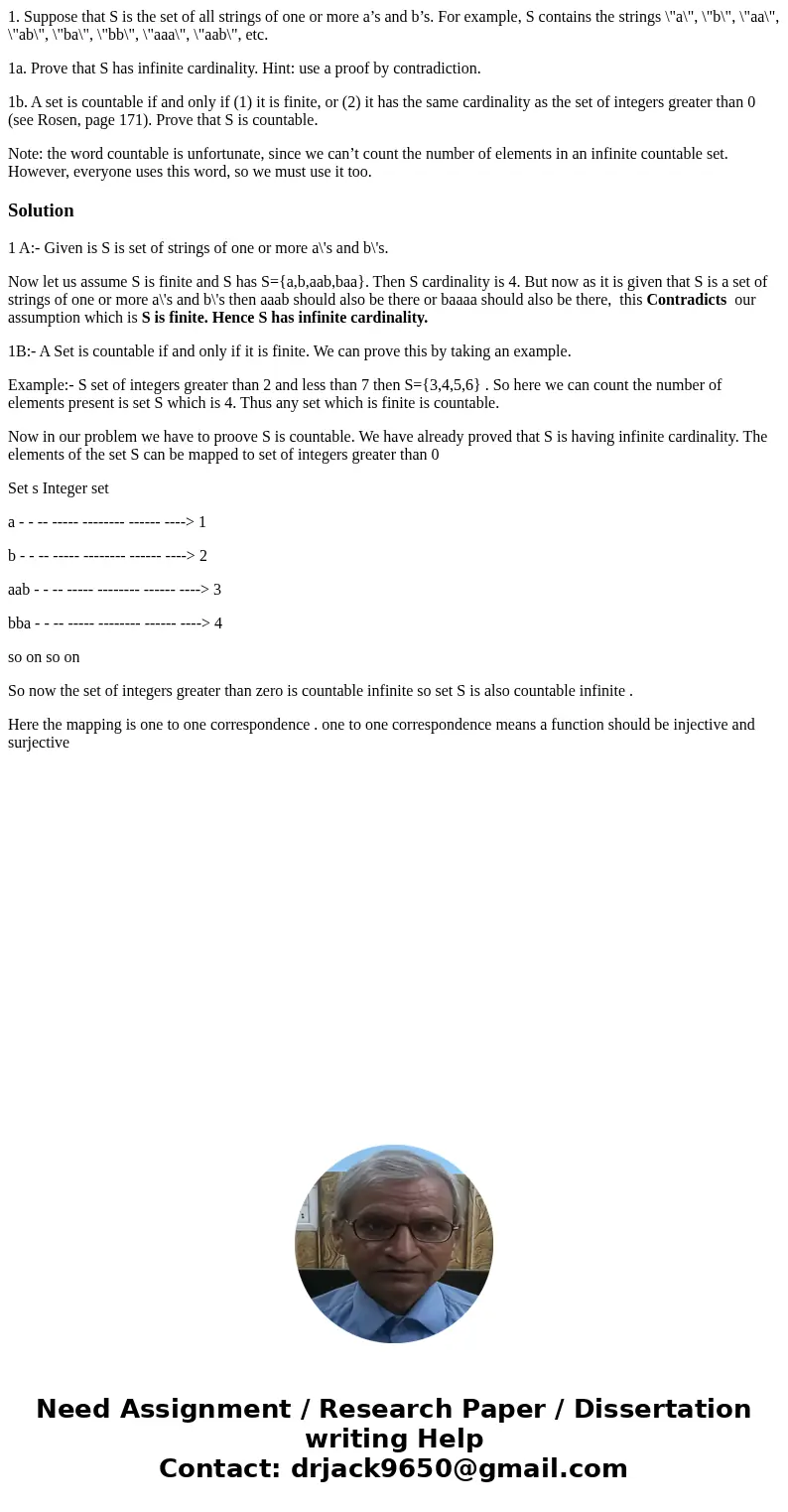 1. Suppose that S is the set of all strings of one or more a’s and b’s. For example, S contains the strings \