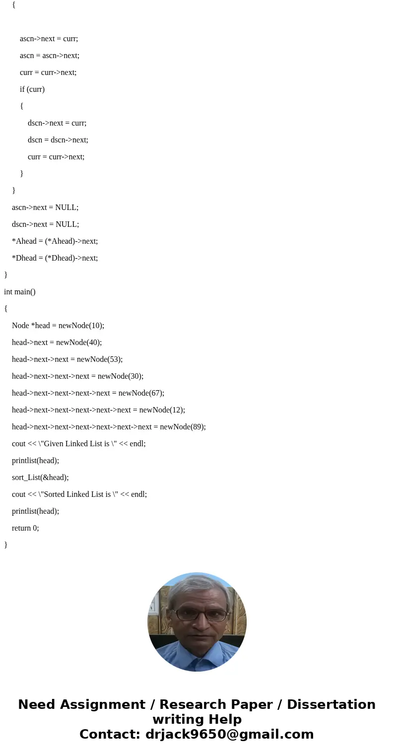 2. (40 pts Write a function that takes a linked list of integers and rearranges the nodes so that the integers stored are sorted into the order smallest to lar  2. (40 pts Write a function that takes a linked list of integers and rearranges the nodes so that the integers stored are sorted into the order smallest to lar