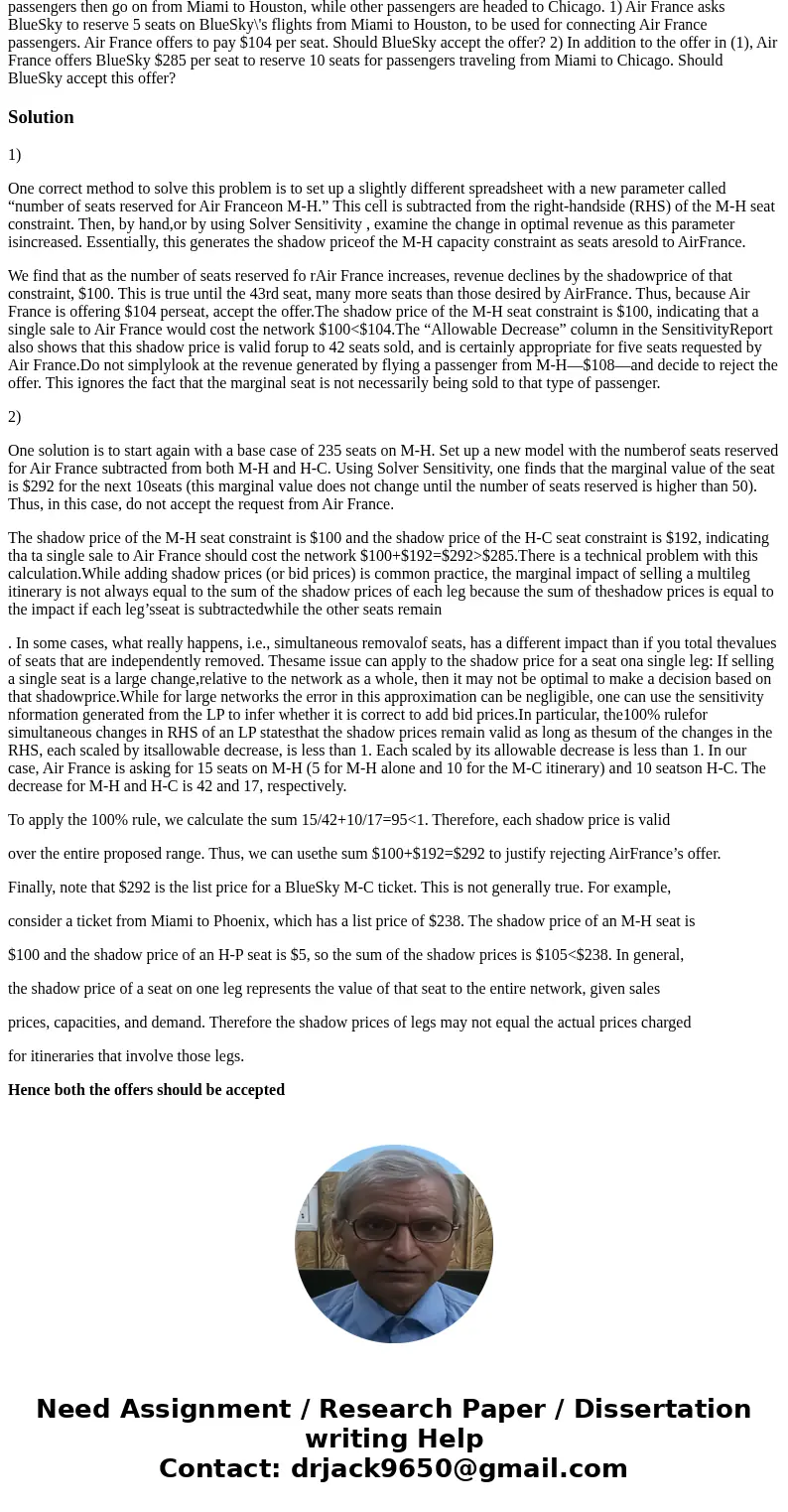  BlueSky Airlines: Network Revenue Management (B) Robert Shumsky, Tuck School of Business at Dartmoutlh December 12, 2008 Frequently other airlines offer to pay