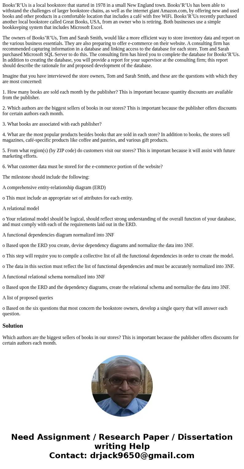 Books’R’Us is a local bookstore that started in 1978 in a small New England town. Books’R’Us has been able to withstand the challenges of larger bookstore chain
