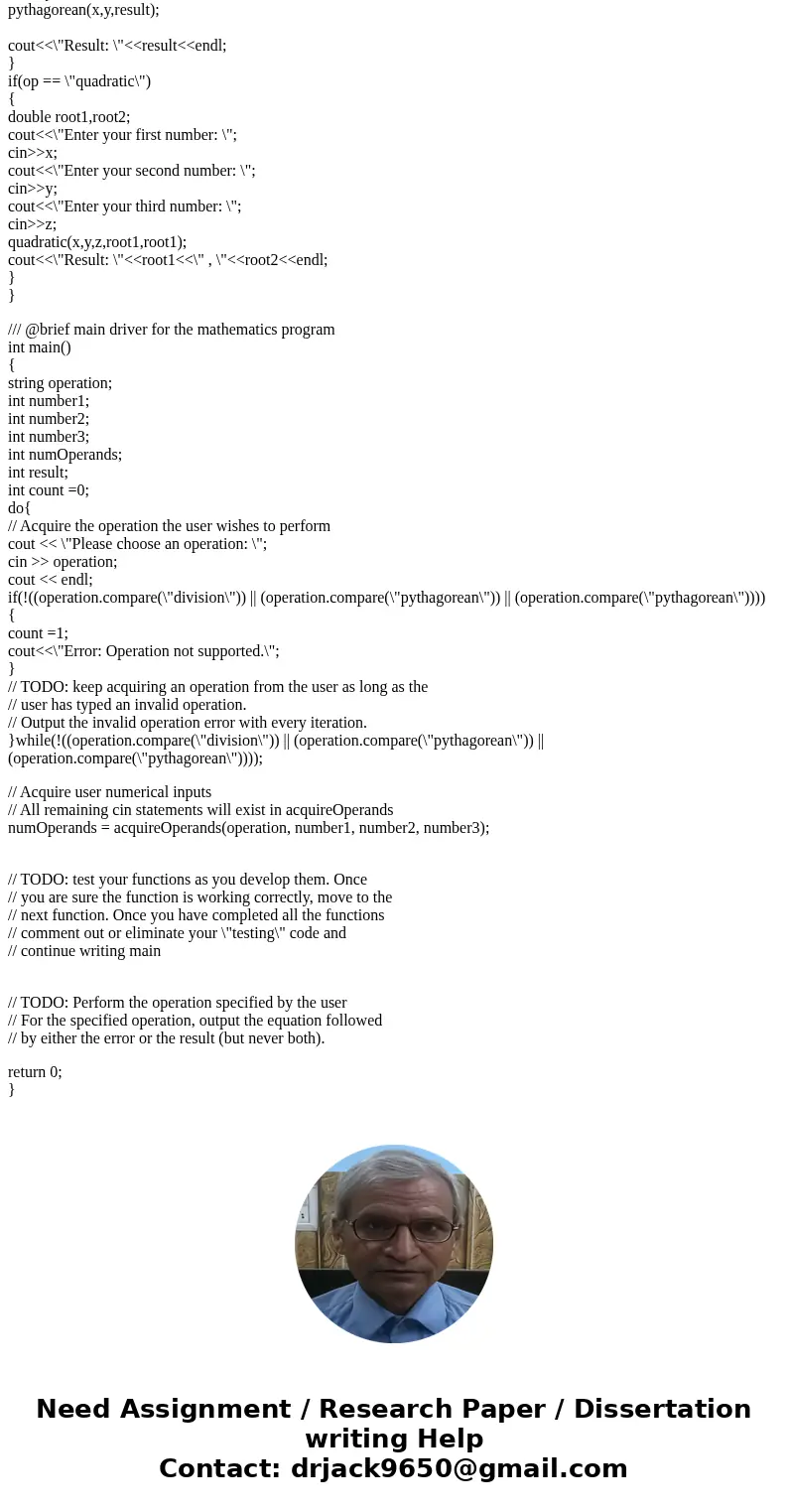 C++ Beginner Program Code - Mathematics with Functions General description This assignment is all about designing functions to be as broadly useful as possible: C++ Beginner Program Code - Mathematics with Functions General description This assignment is all about designing functions to be as broadly useful as possible:
