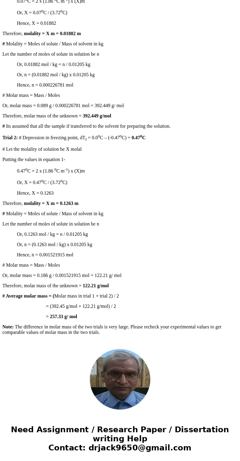 Can you solve with showing steps please *Vant hoff Factor = 2 C. Measuring the Freezing Point of the Solution (lonic Compounds) van\'t Hoff Factor Trial 1 Tria  Can you solve with showing steps please *Vant hoff Factor = 2 C. Measuring the Freezing Point of the Solution (lonic Compounds) van\'t Hoff Factor Trial 1 Tria
