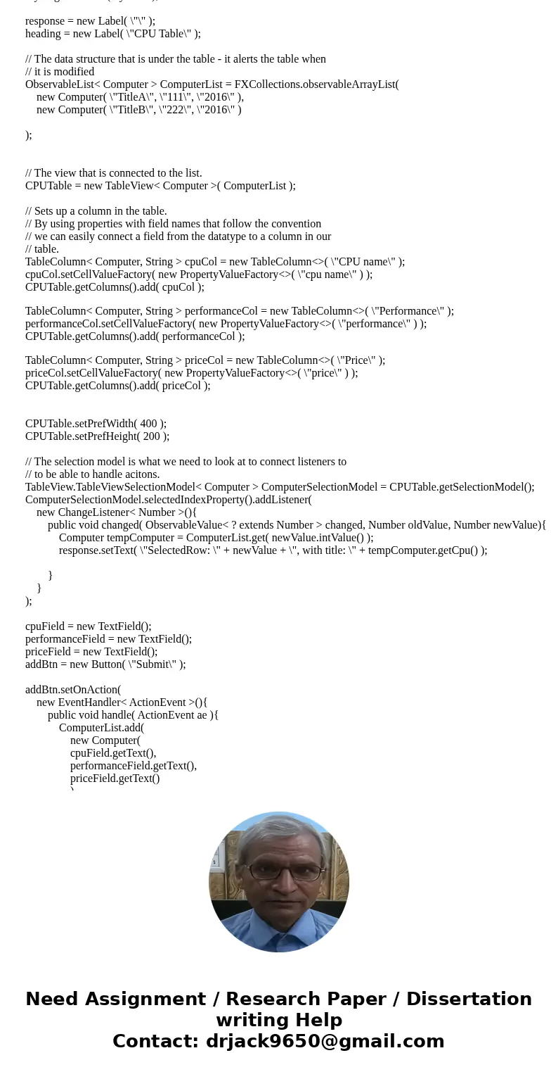 Create a Java FX GUI program that allows the user to insert data into a SQL database. The goal of this project is to write a basic Java FX GUI database program.
