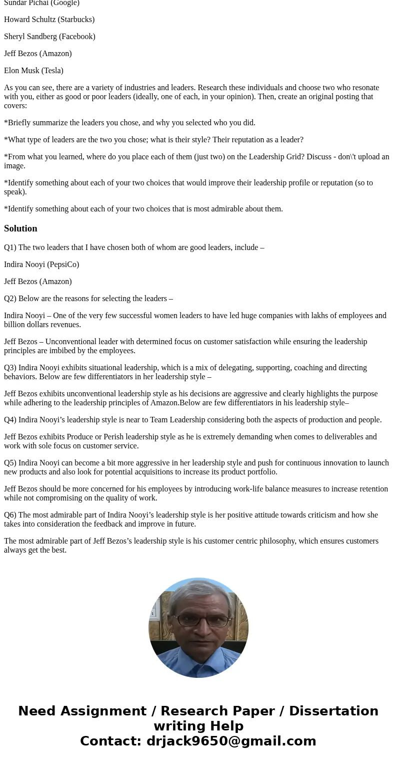 DISCUSSION 1 (Please do not attempt if you can not fulfill all the requirements.) We are going to begin by researching and discussing some modern-day leaders. F DISCUSSION 1 (Please do not attempt if you can not fulfill all the requirements.) We are going to begin by researching and discussing some modern-day leaders. F