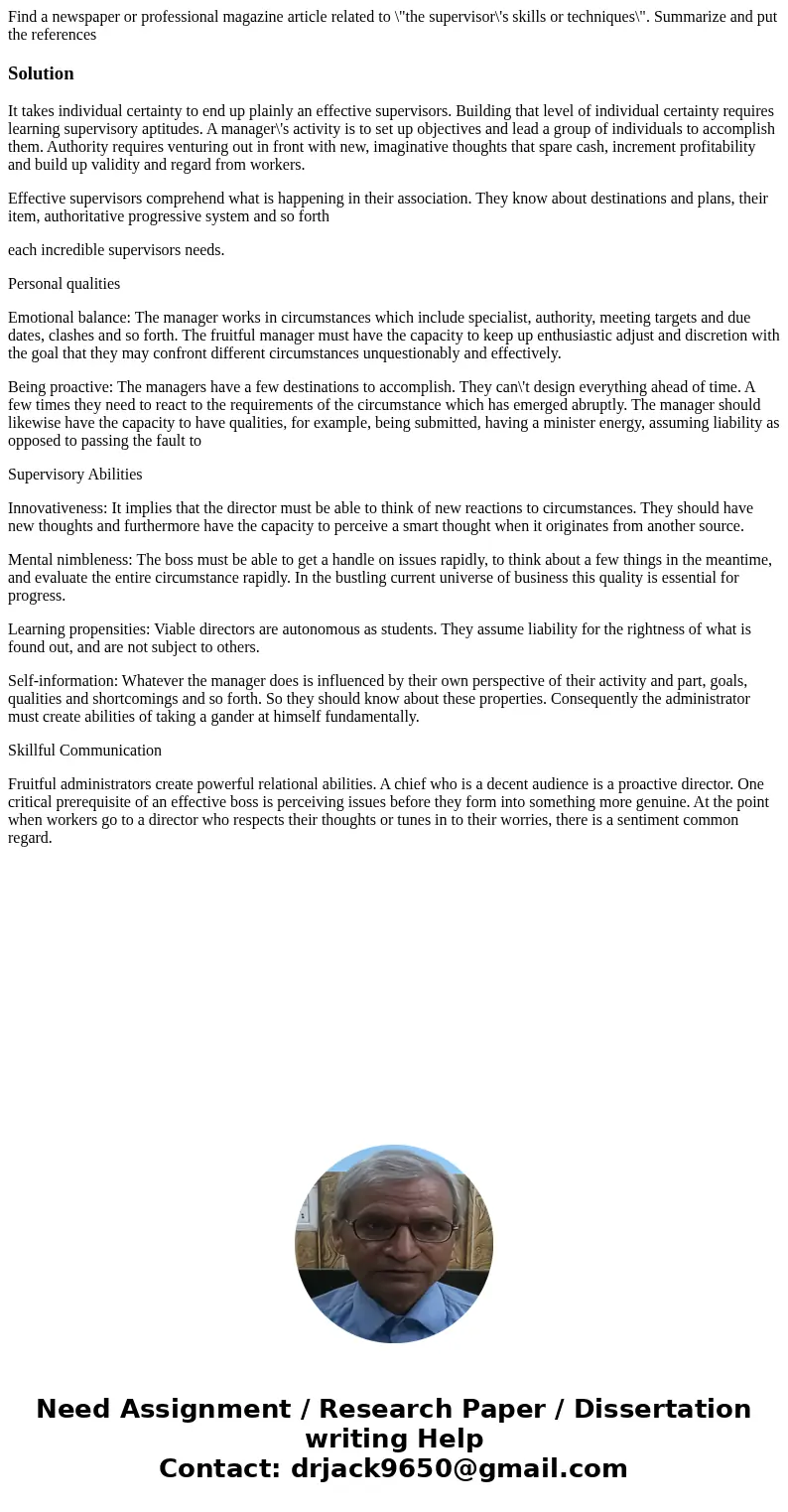 Find a newspaper or professional magazine article related to \