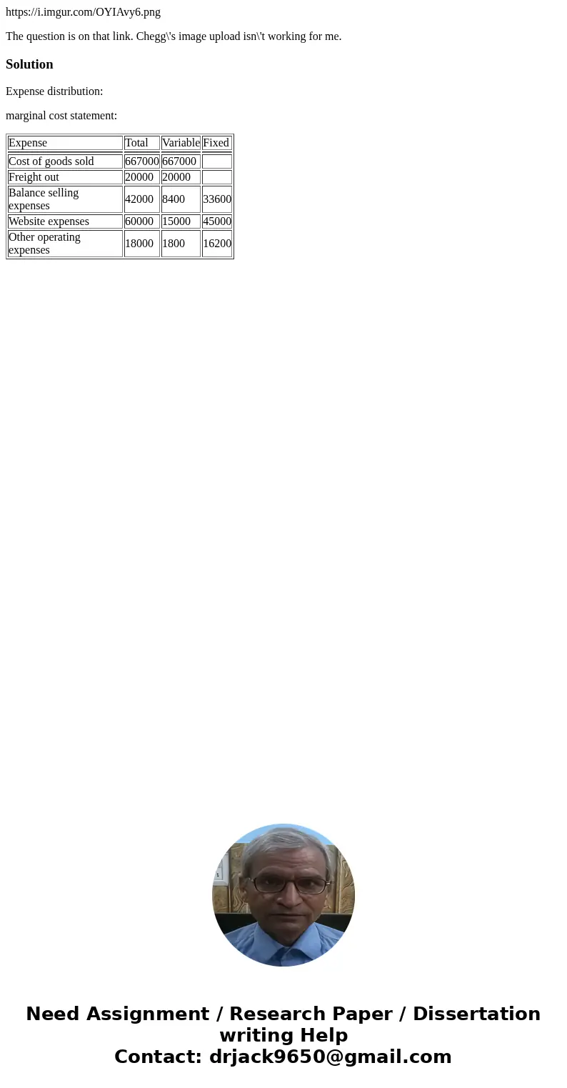 https://i.imgur.com/OYIAvy6.png The question is on that link. Chegg\'s image upload isn\'t working for me.SolutionExpense distribution: marginal cost statement: https://i.imgur.com/OYIAvy6.png The question is on that link. Chegg\'s image upload isn\'t working for me.SolutionExpense distribution: marginal cost statement: