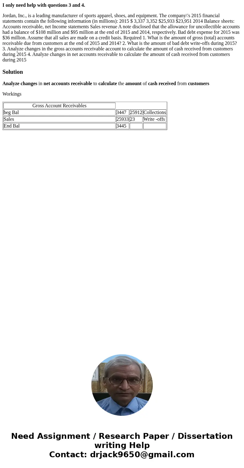 I only need help with questions 3 and 4. Jordan, Inc., is a leading manufacturer of sports apparel, shoes, and equipment. The company\'s 2015 financial statemen