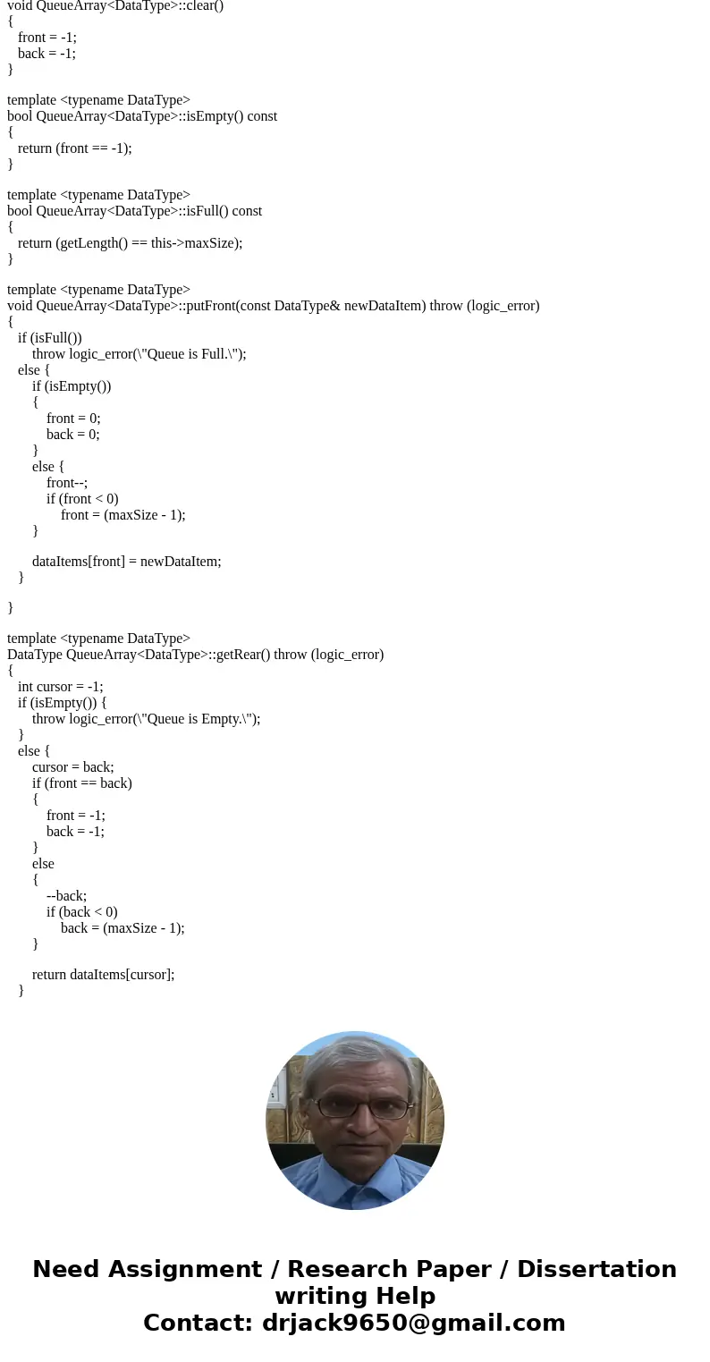 Implement the Queue ADT using array – based approach. Using C++ programming Language #include \ Implement the Queue ADT using array – based approach. Using C++ programming Language #include \