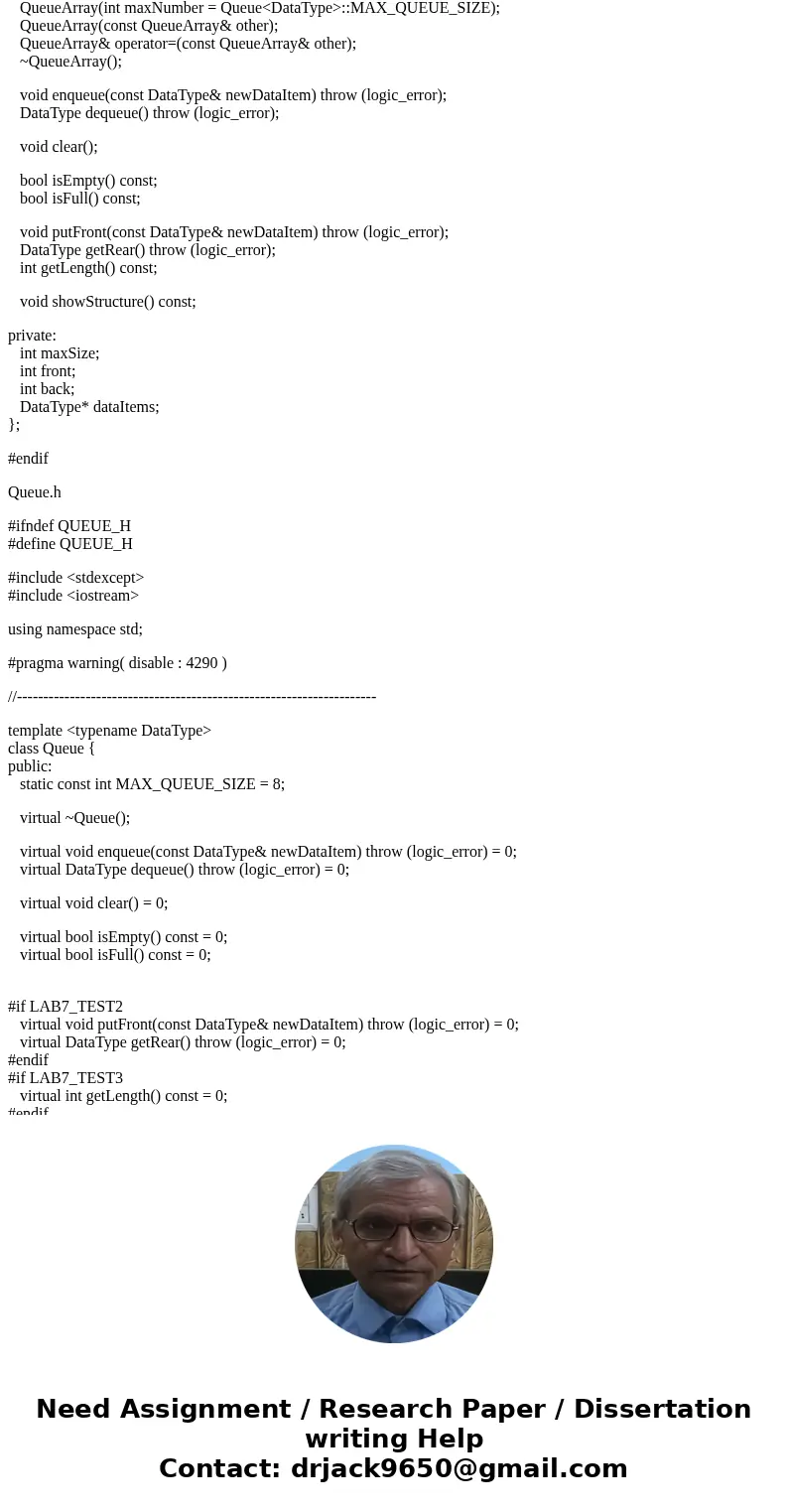 Implement the Queue ADT using array – based approach. Using C++ programming Language #include \ Implement the Queue ADT using array – based approach. Using C++ programming Language #include \