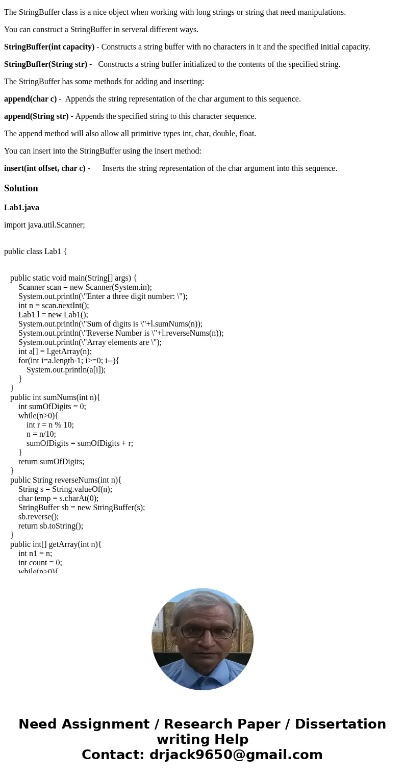 Java Console Application For this assignment you are to create a class called Lab1. Inside the class you will create three methods that will modify a three-digi Java Console Application For this assignment you are to create a class called Lab1. Inside the class you will create three methods that will modify a three-digi