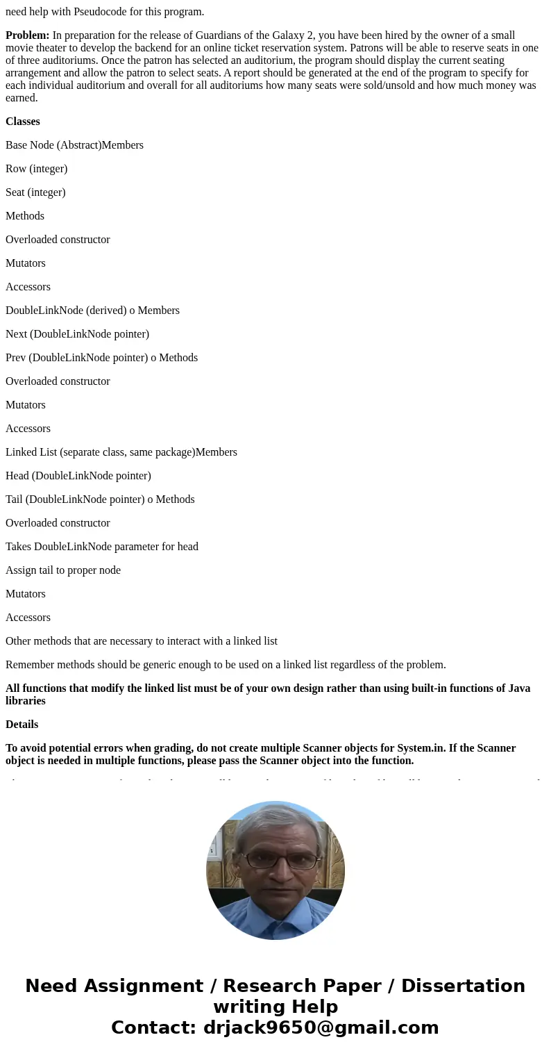 need help with Pseudocode for this program. Problem: In preparation for the release of Guardians of the Galaxy 2, you have been hired by the owner of a small mo need help with Pseudocode for this program. Problem: In preparation for the release of Guardians of the Galaxy 2, you have been hired by the owner of a small mo