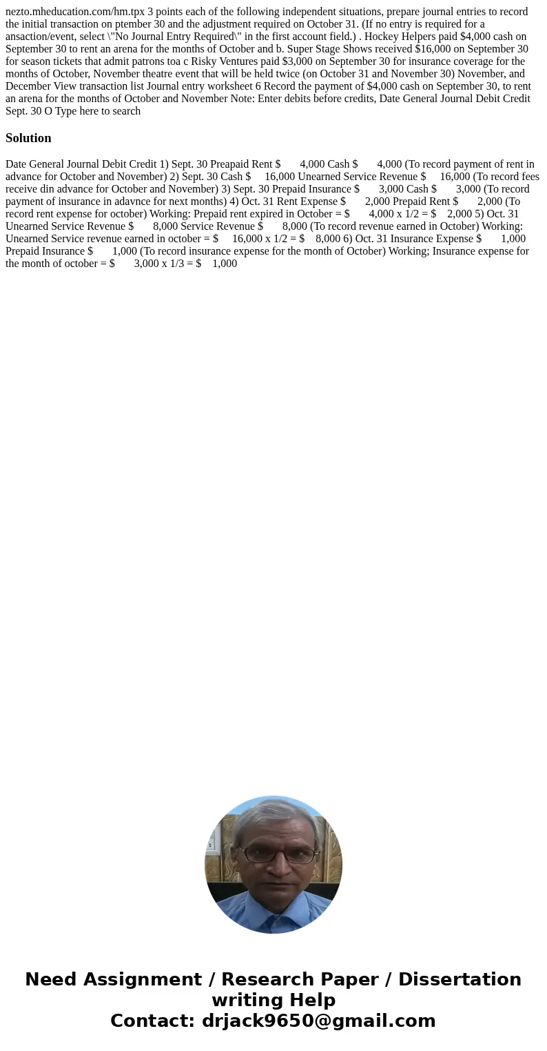 nezto.mheducation.com/hm.tpx 3 points each of the following independent situations, prepare journal entries to record the initial transaction on ptember 30 and  nezto.mheducation.com/hm.tpx 3 points each of the following independent situations, prepare journal entries to record the initial transaction on ptember 30 and