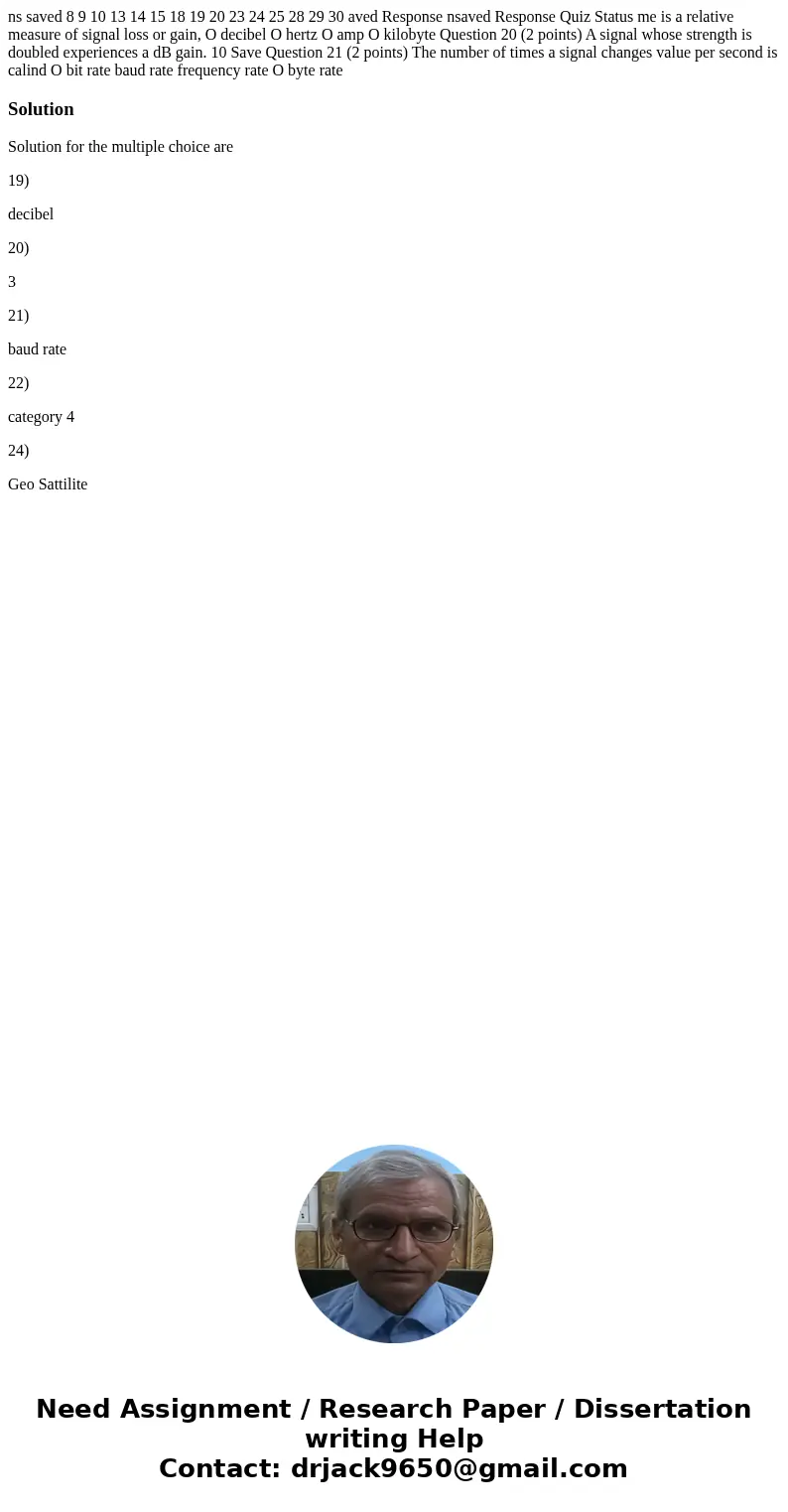 ns saved 8 9 10 13 14 15 18 19 20 23 24 25 28 29 30 aved Response nsaved Response Quiz Status me is a relative measure of signal loss or gain, O decibel O hert  ns saved 8 9 10 13 14 15 18 19 20 23 24 25 28 29 30 aved Response nsaved Response Quiz Status me is a relative measure of signal loss or gain, O decibel O hert