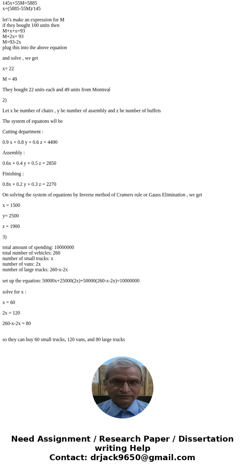 part #1 part#2 part#3 A knmng shop orders yarn from three suppiers in Toronto, Montreal, andonawa one month me shop ordered a total 93 unns tum mese supplers. T part #1 part#2 part#3 A knmng shop orders yarn from three suppiers in Toronto, Montreal, andonawa one month me shop ordered a total 93 unns tum mese supplers. T