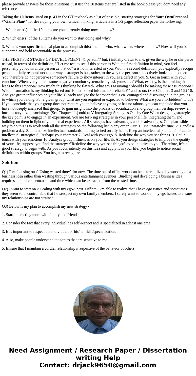 please provide answers for those questions. just use the 10 items that are listed in the book please you dont need any references Taking the 10 items listed on  please provide answers for those questions. just use the 10 items that are listed in the book please you dont need any references Taking the 10 items listed on