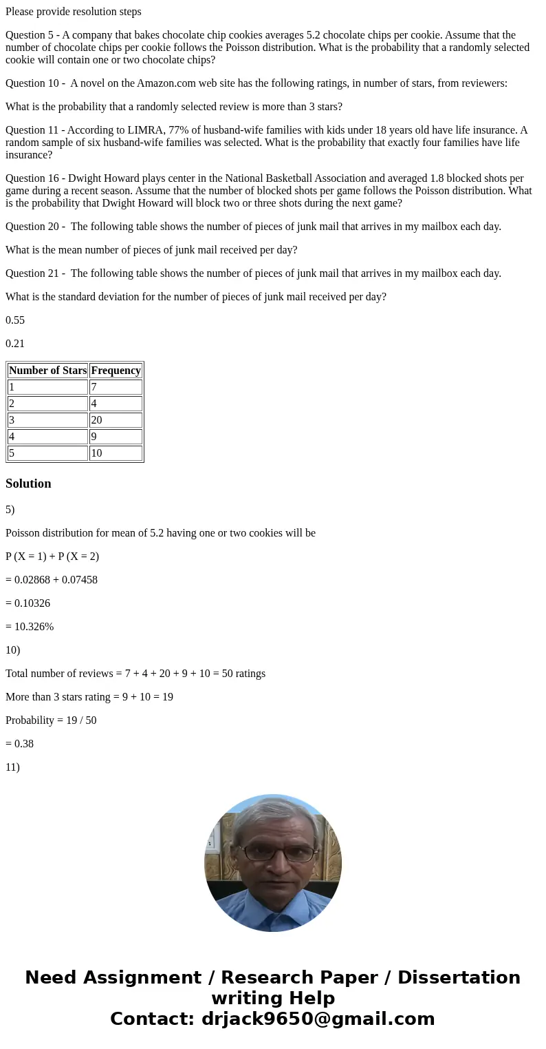 Please provide resolution steps Question 5 - A company that bakes chocolate chip cookies averages 5.2 chocolate chips per cookie. Assume that the number of choc Please provide resolution steps Question 5 - A company that bakes chocolate chip cookies averages 5.2 chocolate chips per cookie. Assume that the number of choc