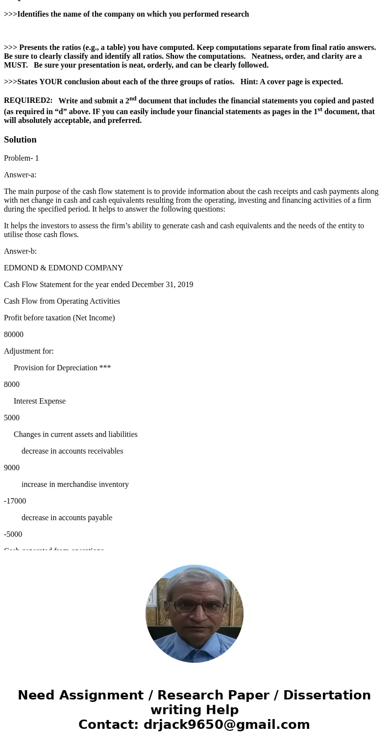 PROBLEM 1: The 2018 and 2019 comparative balance sheets and 2019 income statement for Edmond & Edmond Company appear below: EDMOND & EDMOND COMPANY Comp