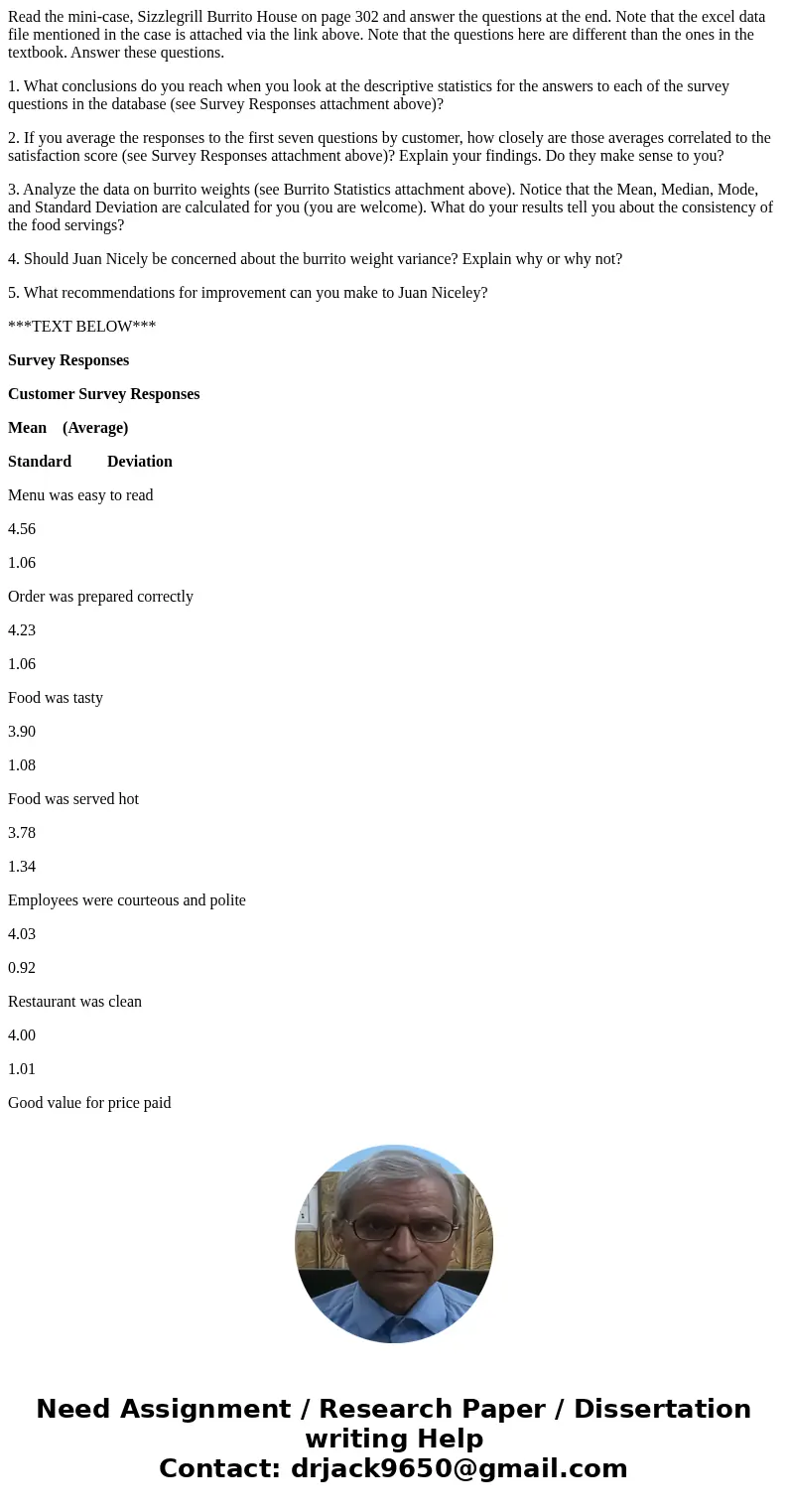 Read the mini-case, Sizzlegrill Burrito House on page 302 and answer the questions at the end. Note that the excel data file mentioned in the case is attached v Read the mini-case, Sizzlegrill Burrito House on page 302 and answer the questions at the end. Note that the excel data file mentioned in the case is attached v