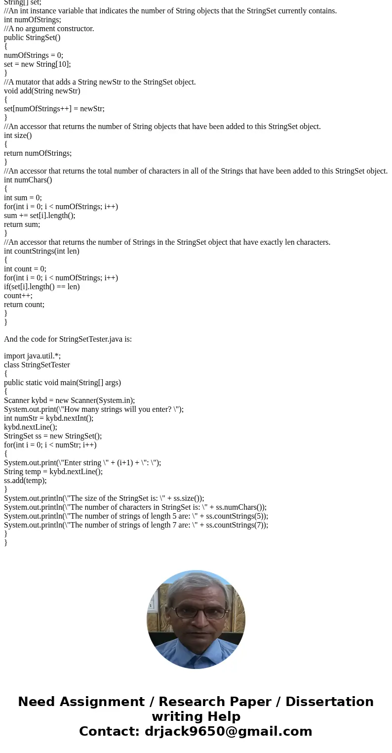 StringSet.java Can you please help me the JAVA program? Write a WidgetView application. create a class StringAnalysis. This class has an event handler inner cla StringSet.java Can you please help me the JAVA program? Write a WidgetView application. create a class StringAnalysis. This class has an event handler inner cla