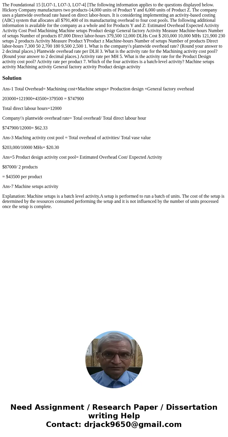  The Foundational 15 [LO7-1, LO7-3, LO7-4] [The following information applies to the questions displayed below. Hickory Company manufactures two products-14,000