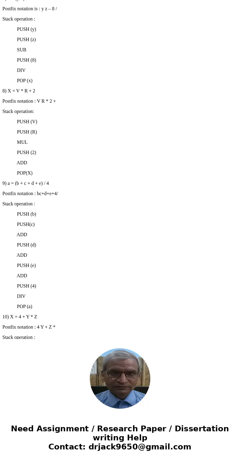  The instructions are just PUSH and POP. The operands in parentheses are just shown so we know what is being PUSHed and POPed Equation: X = (((A * B * C) + 12)-