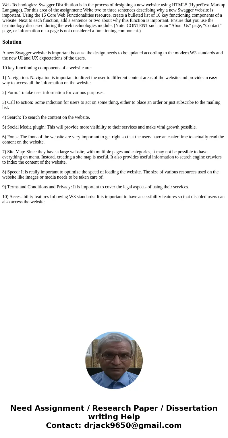 Web Technologies: Swagger Distribution is in the process of designing a new website using HTML5 (HyperText Markup Language). For this area of the assignment: Wr