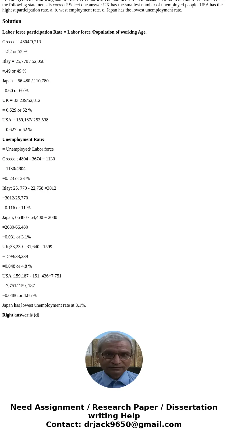  You are given the following data for the five countries. The numbers are in thousands. Of the five countri 25. which of the following statements is correct? Se
